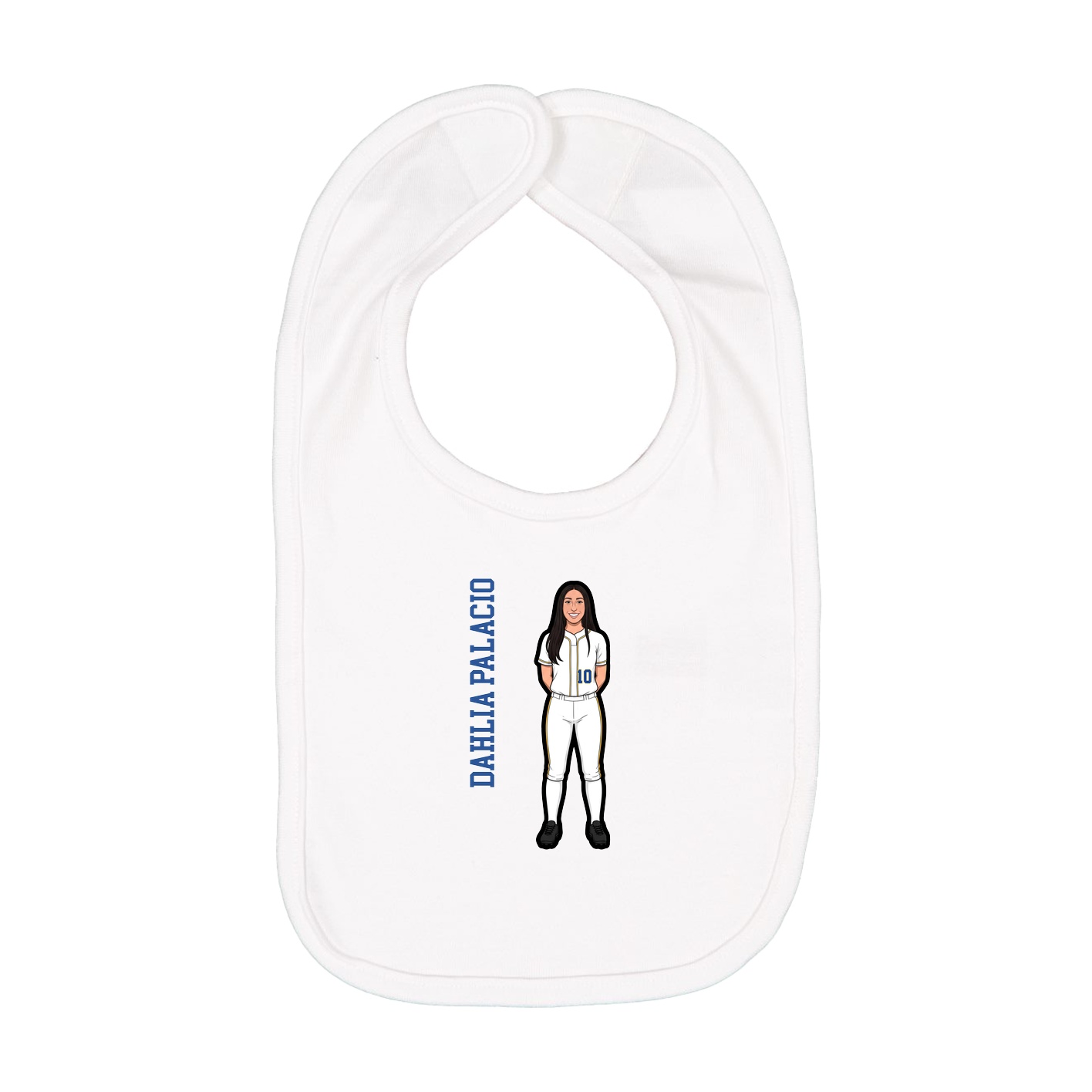 Infant Bib — Name Vertical in White
