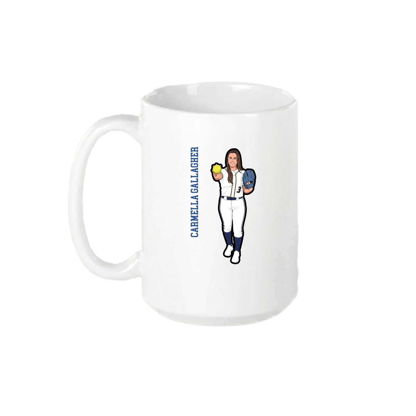 15oz Coffee Mug — Name Vertical in White