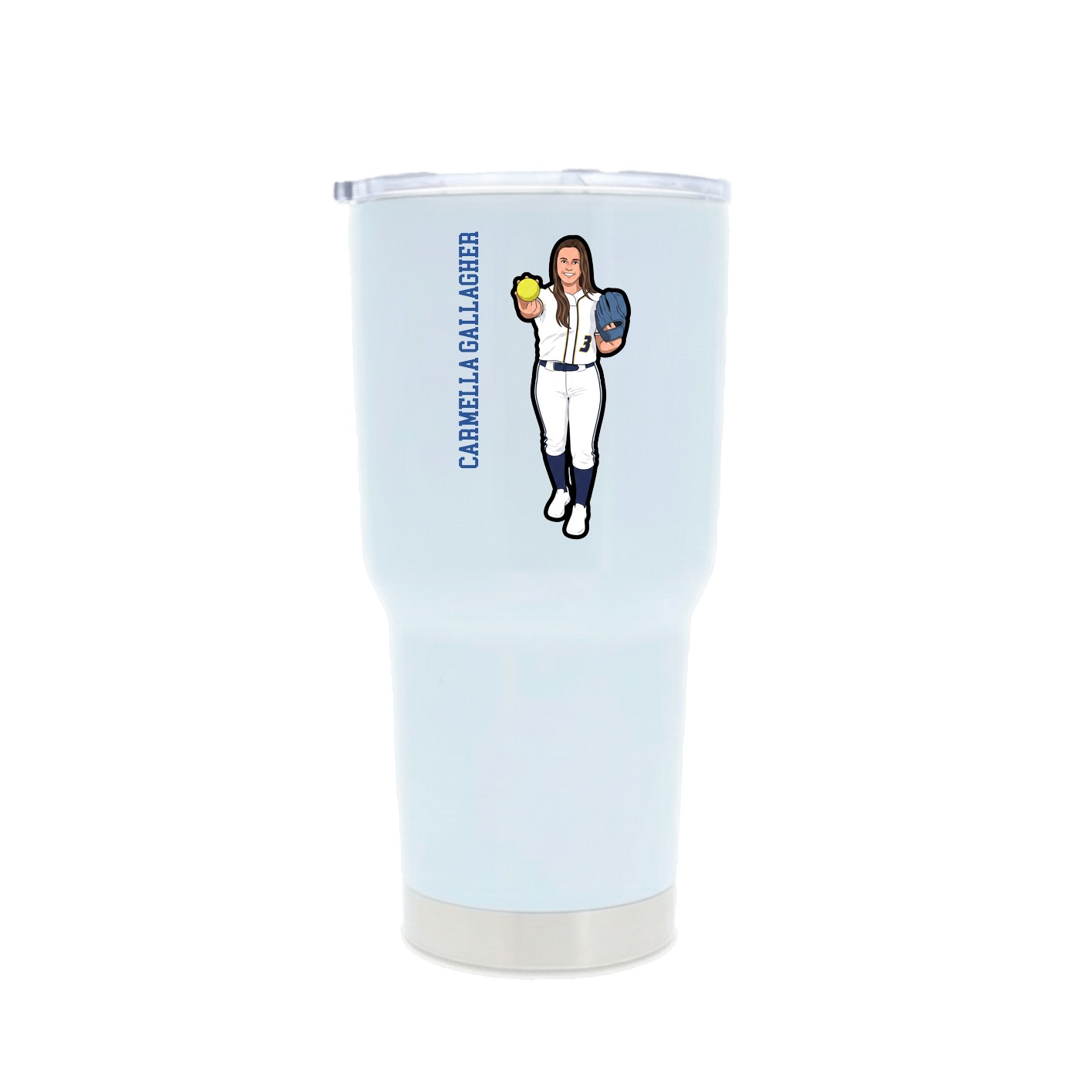 30oz Stainless Steel Tumbler — Name Vertical in White