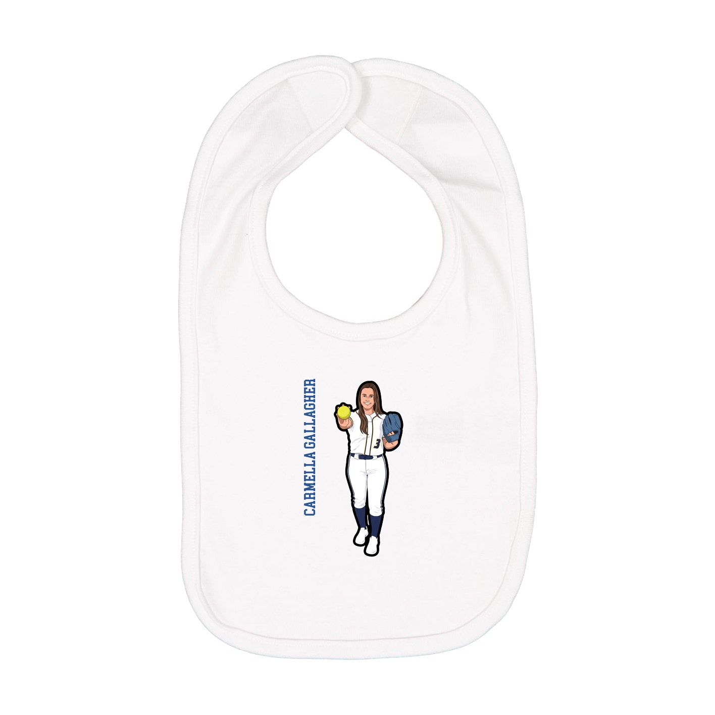 Infant Bib — Name Vertical in White