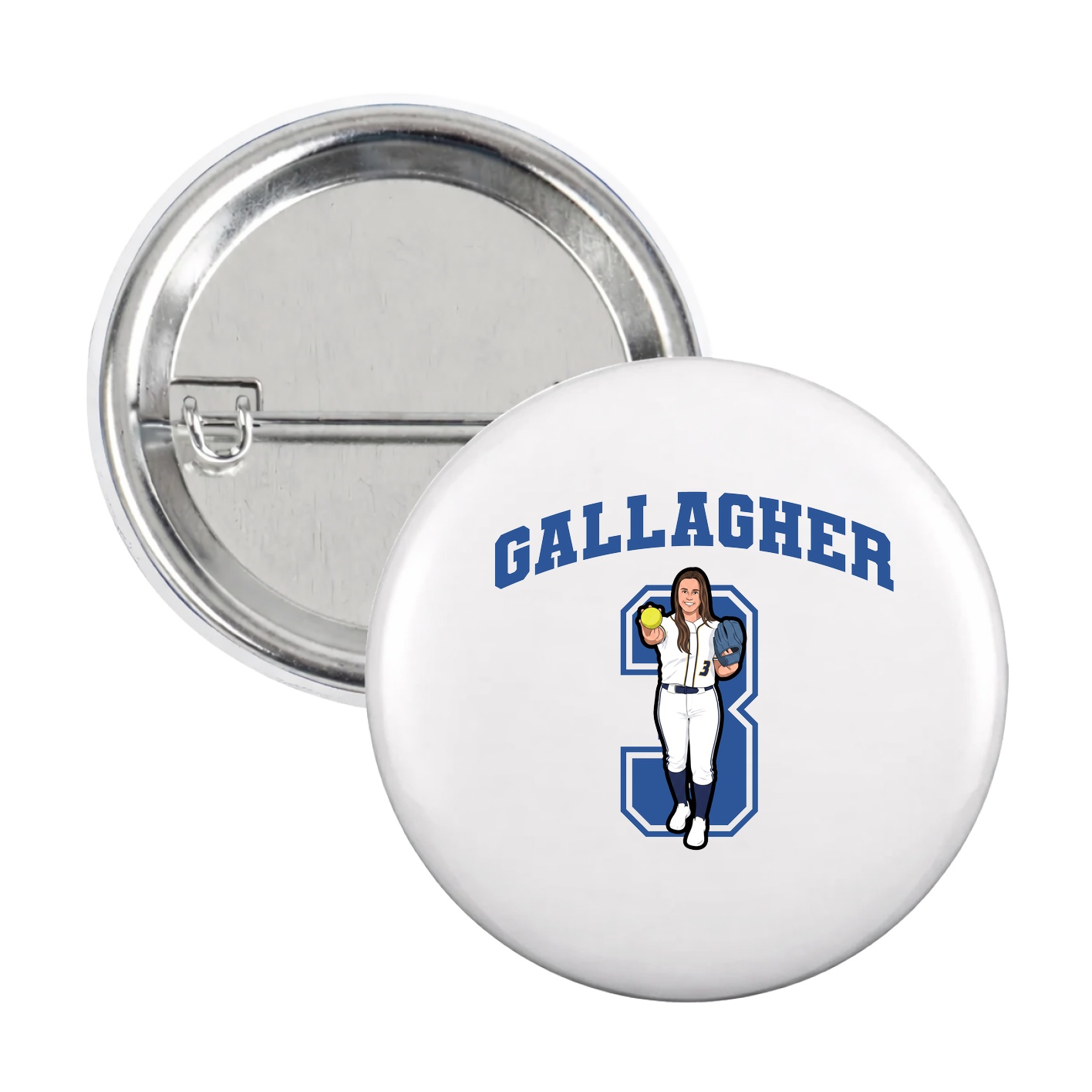 Game Day Button — Number in White