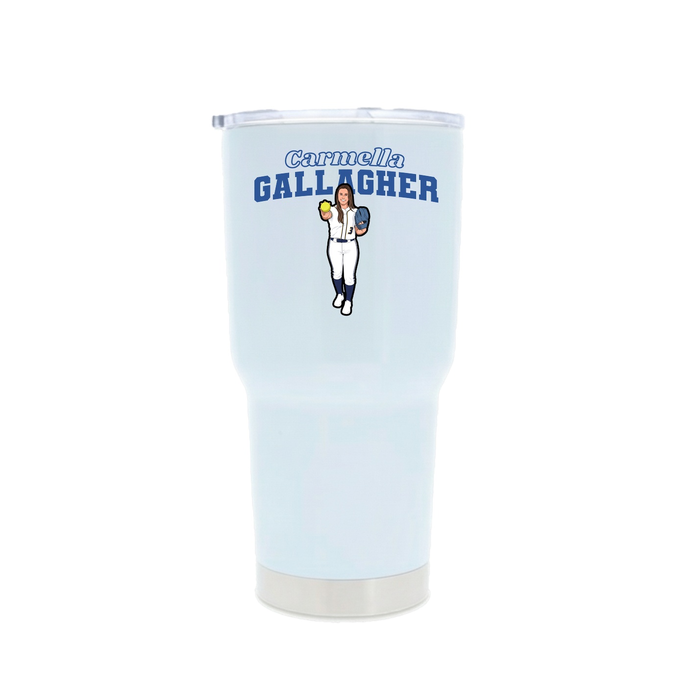 30oz Stainless Steel Tumbler — Name Arch in White