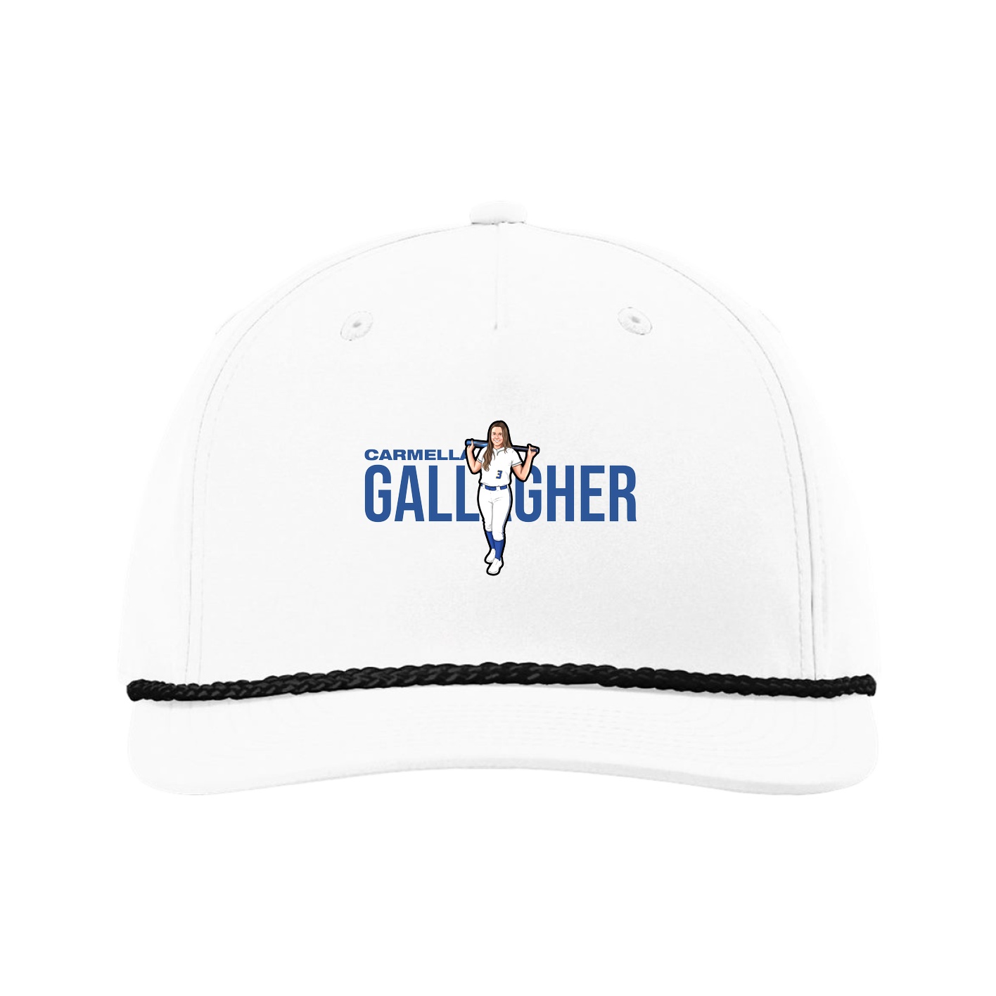 Five-Panel Classic Rope Cap — Player Name in White