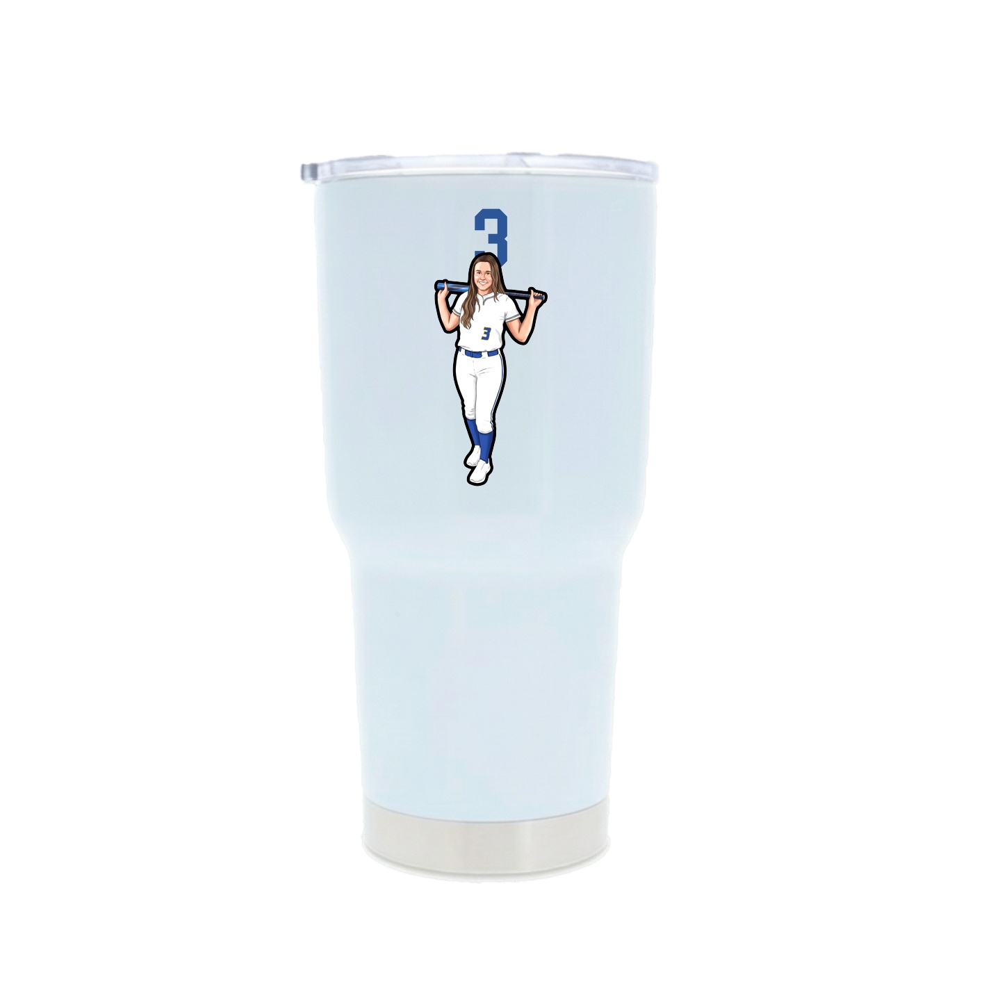 30oz Stainless Steel Tumbler — Number Top in White
