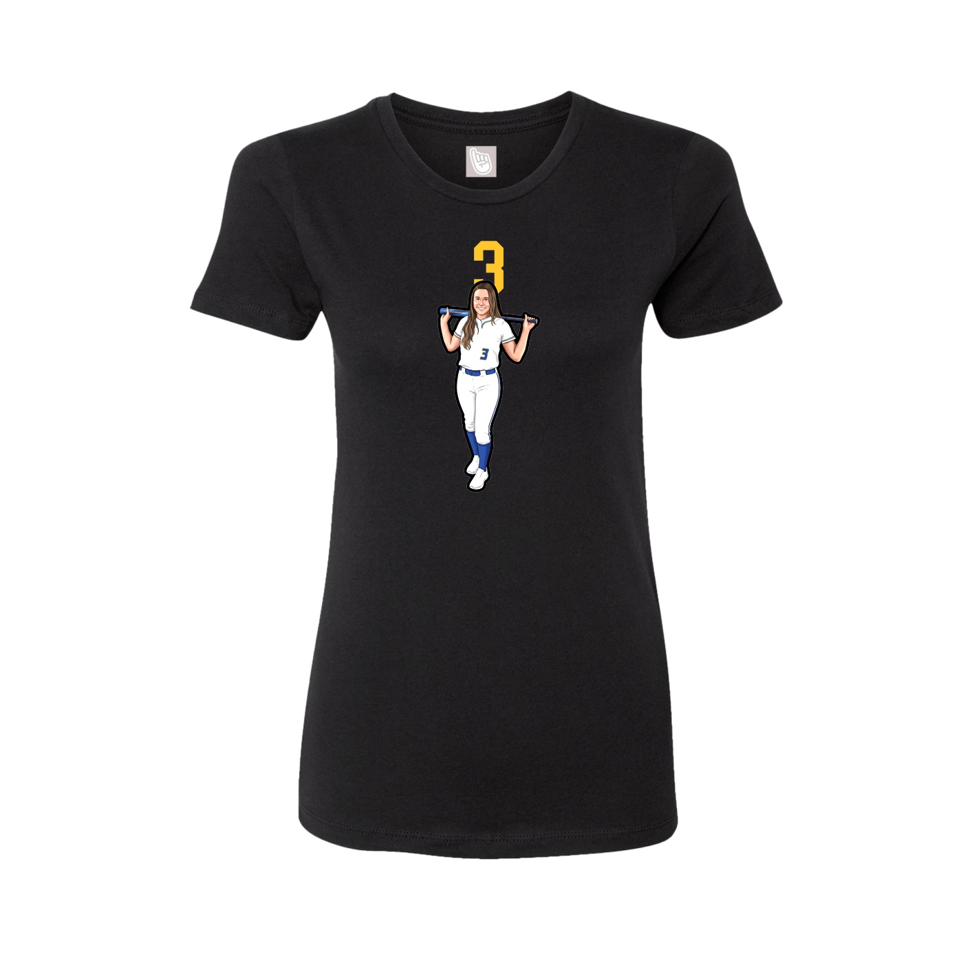 Fitted Women's Tee — Number Top in Black