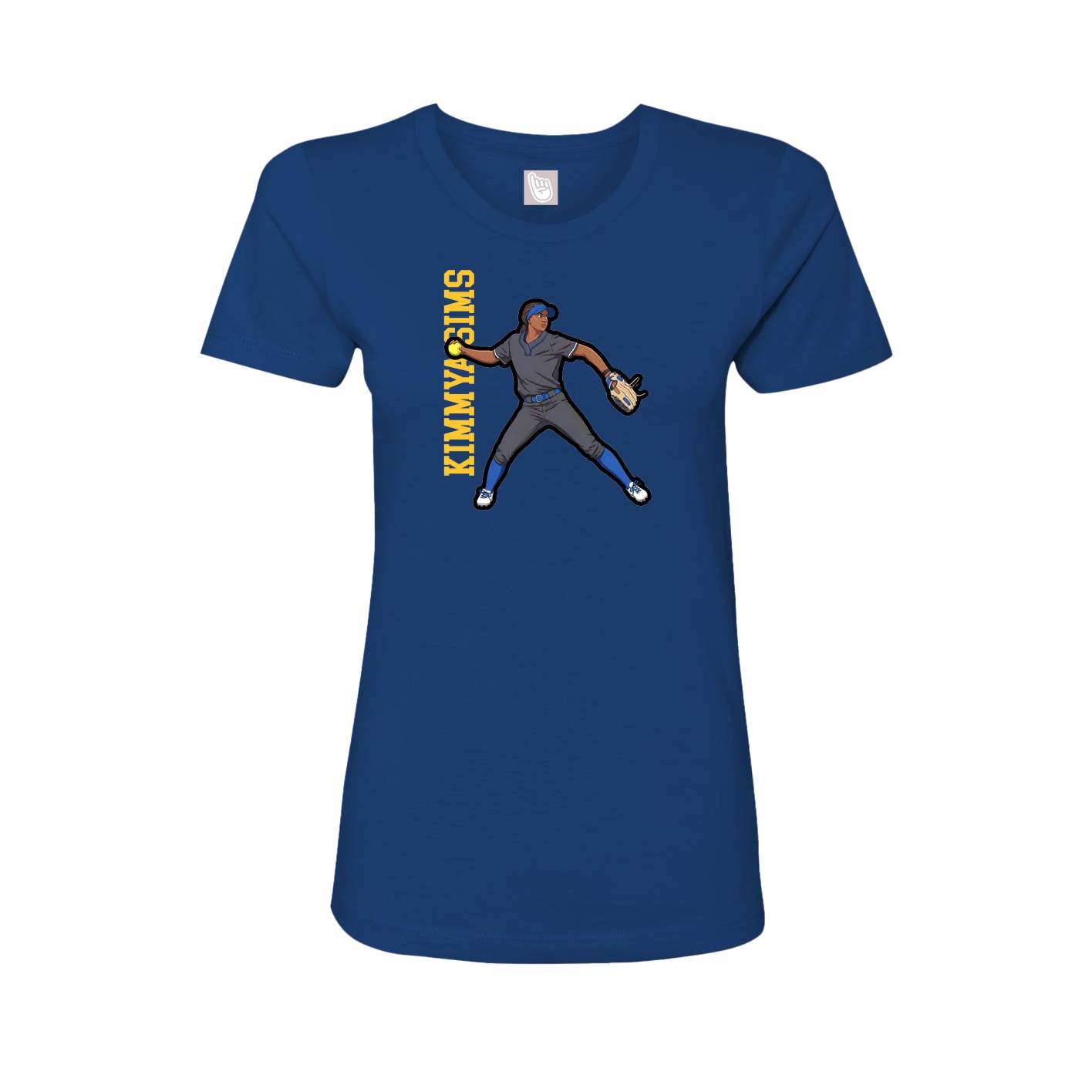 Fitted Women's Tee — Name Vertical in Royal