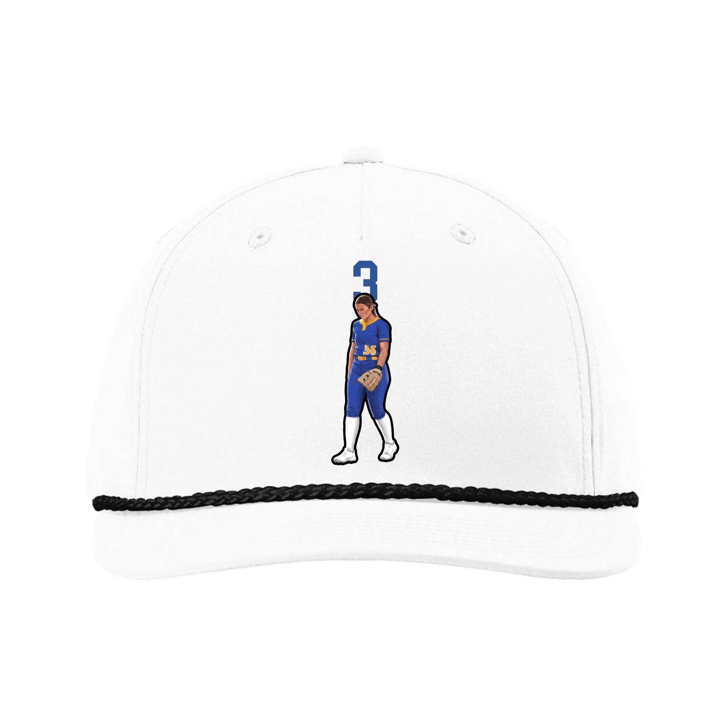 Five-Panel Classic Rope Cap — Number Top in White