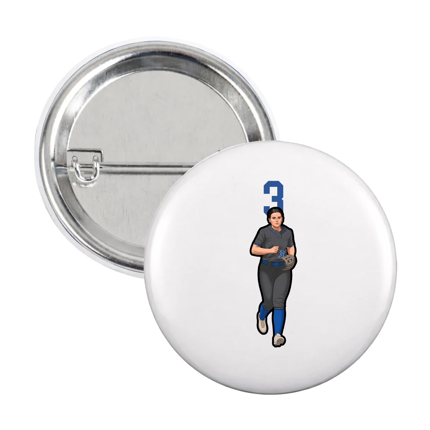 Game Day Button — Number Top in White