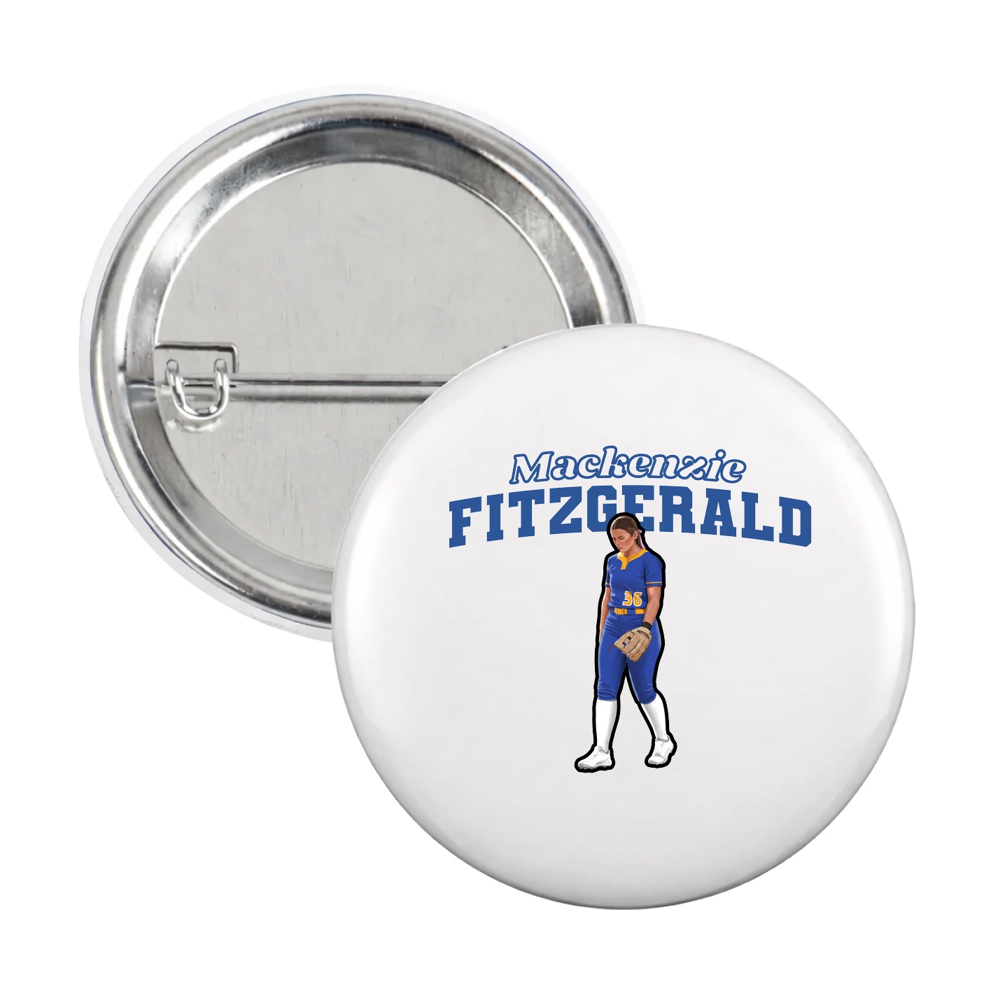 Game Day Button — Name Arch in White