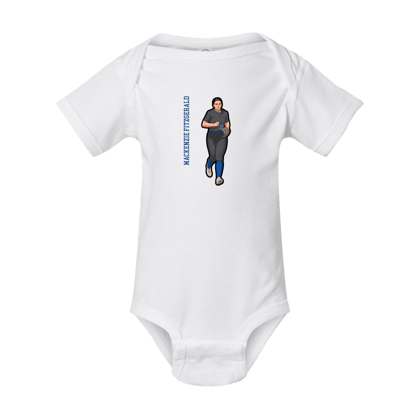 Baby Onesie — Name Vertical in White