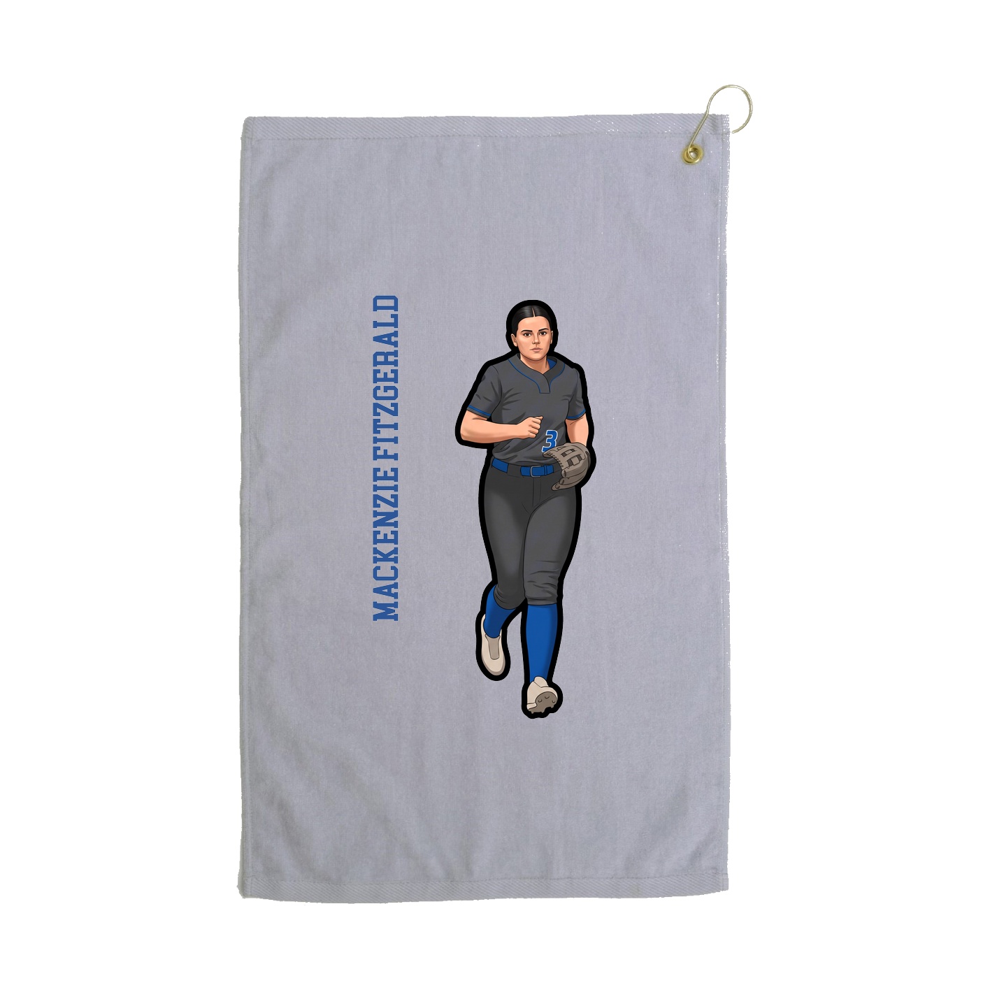 Golf Towel — Name Vertical in Grey