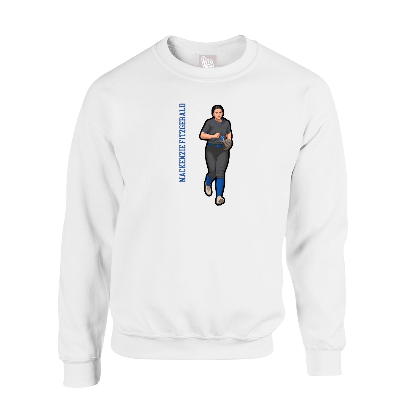 Fleece Crew — Name Vertical in White