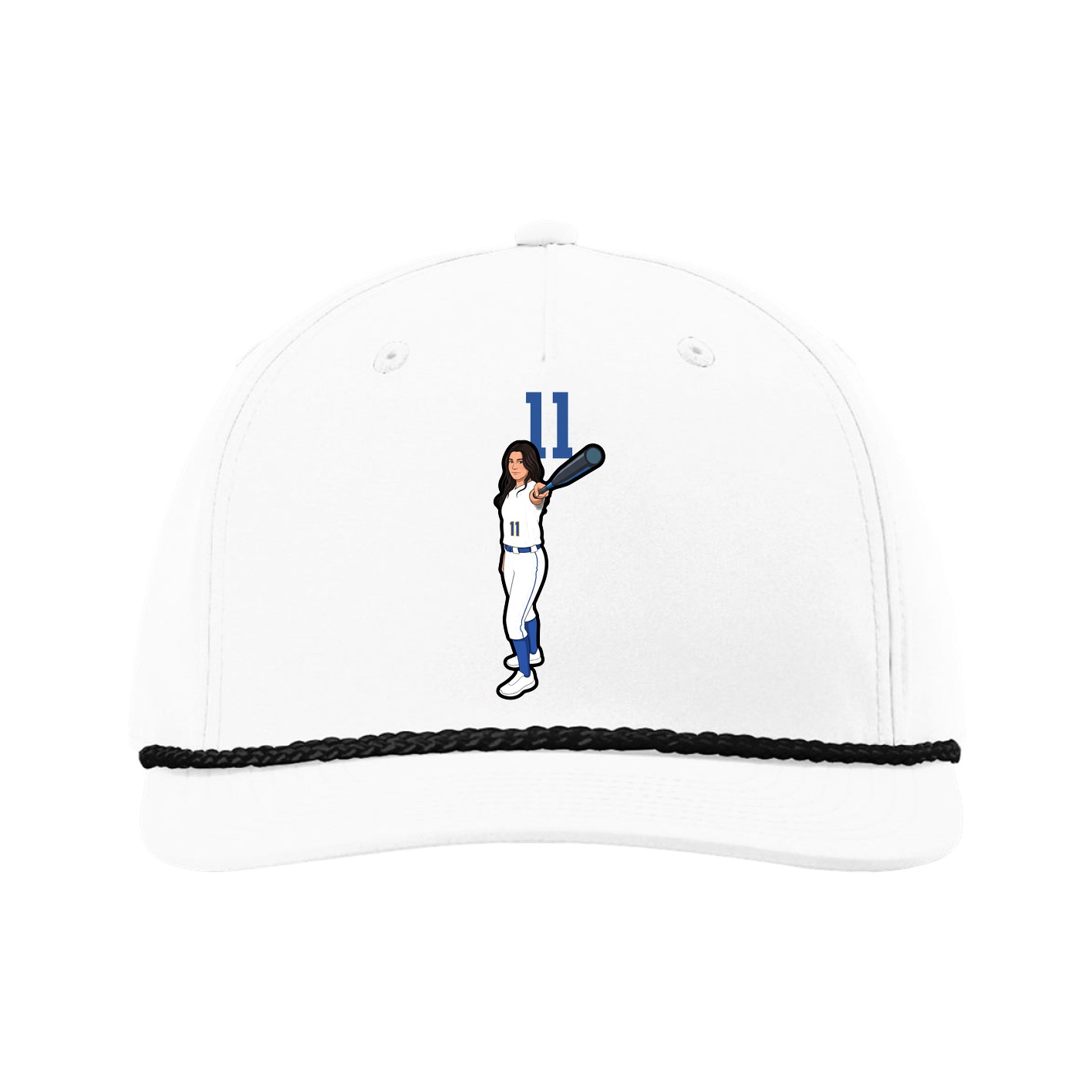 Five-Panel Classic Rope Cap — Number Top in White