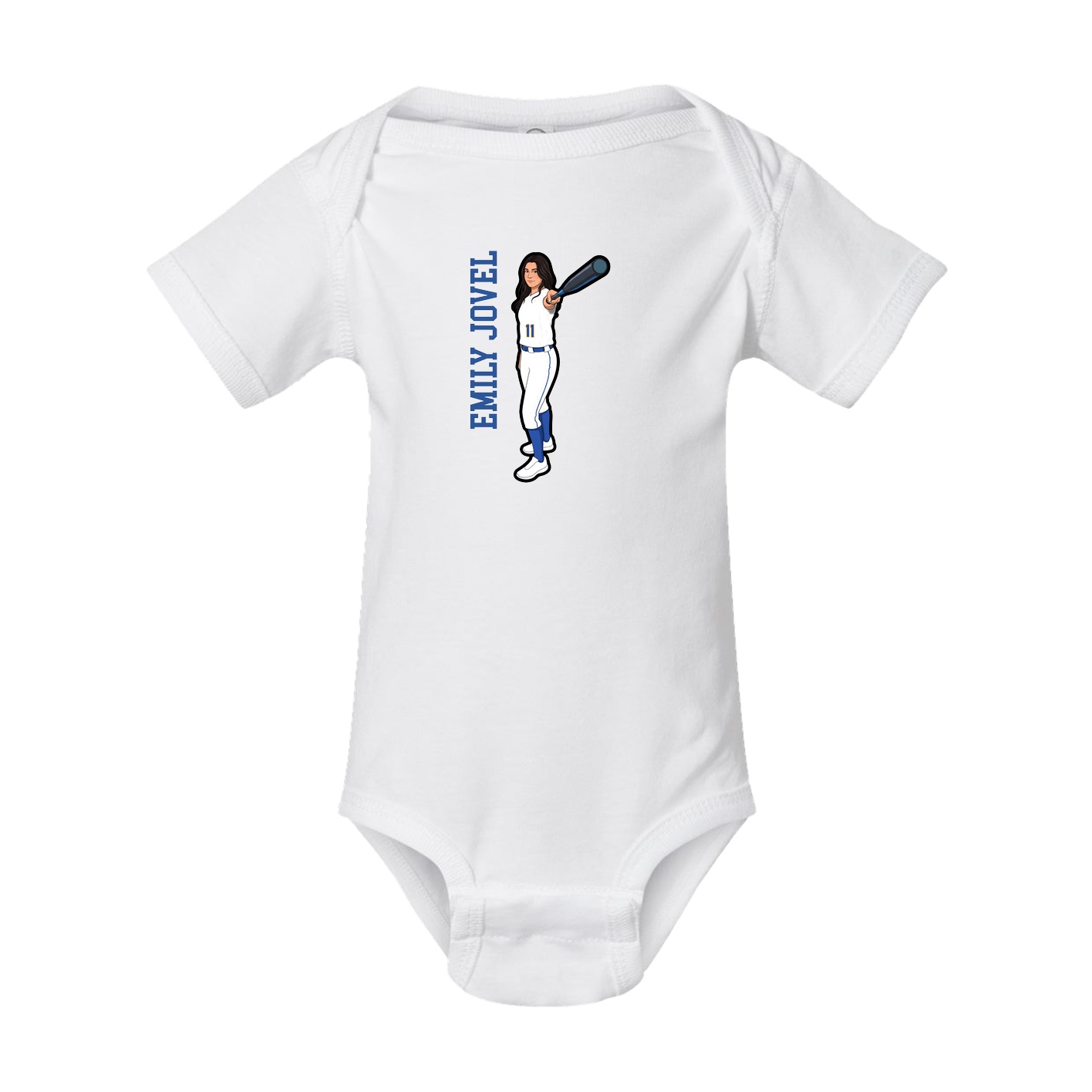 Baby Onesie — Name Vertical in White