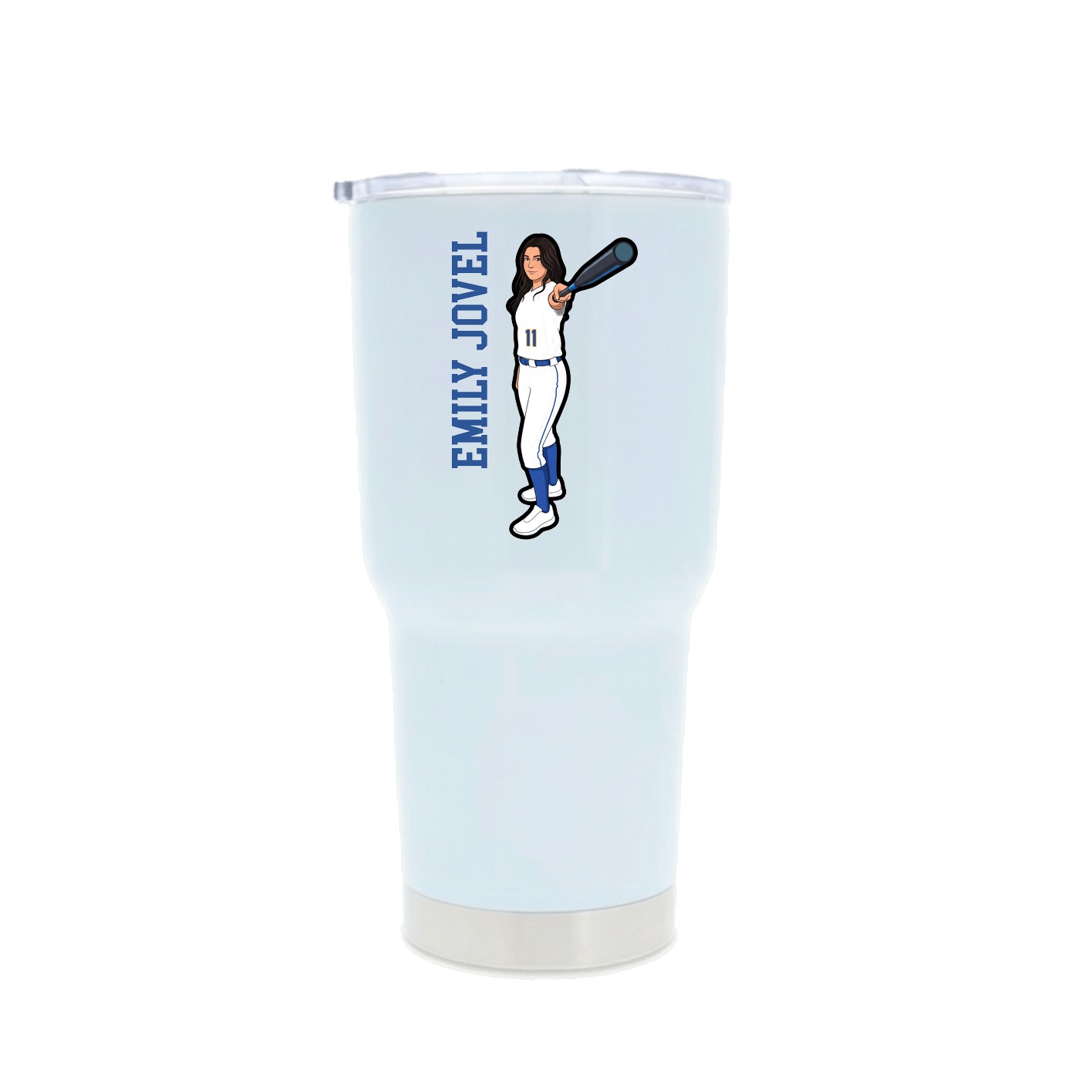 30oz Stainless Steel Tumbler — Name Vertical in White