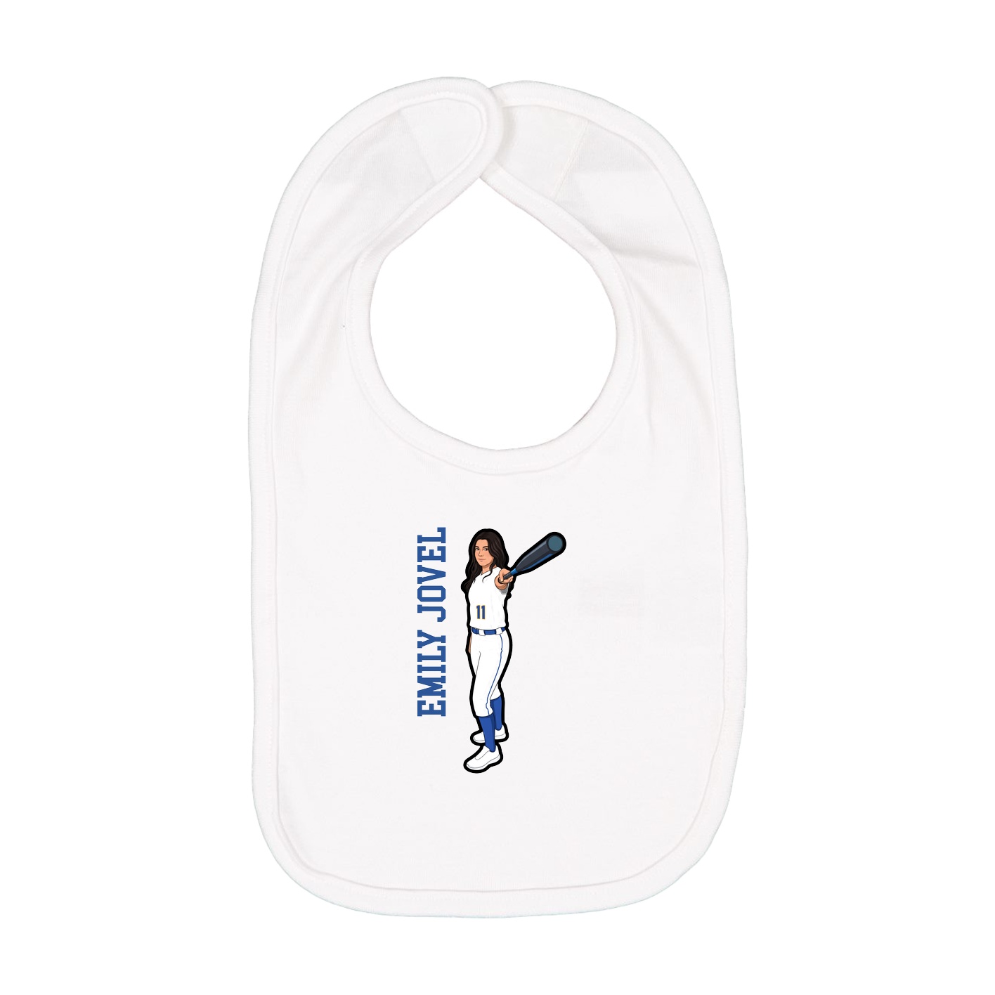 Infant Bib — Name Vertical in White