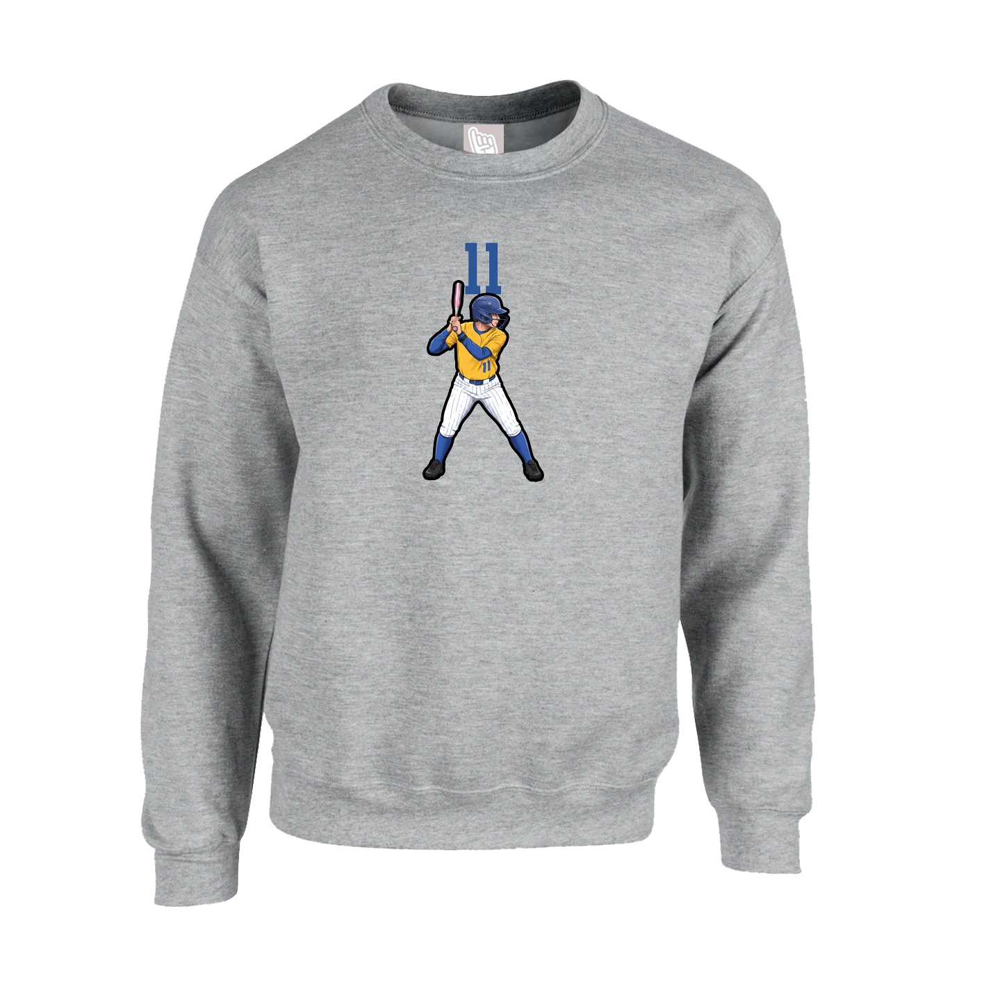 Fleece Crew — Number Top in Grey