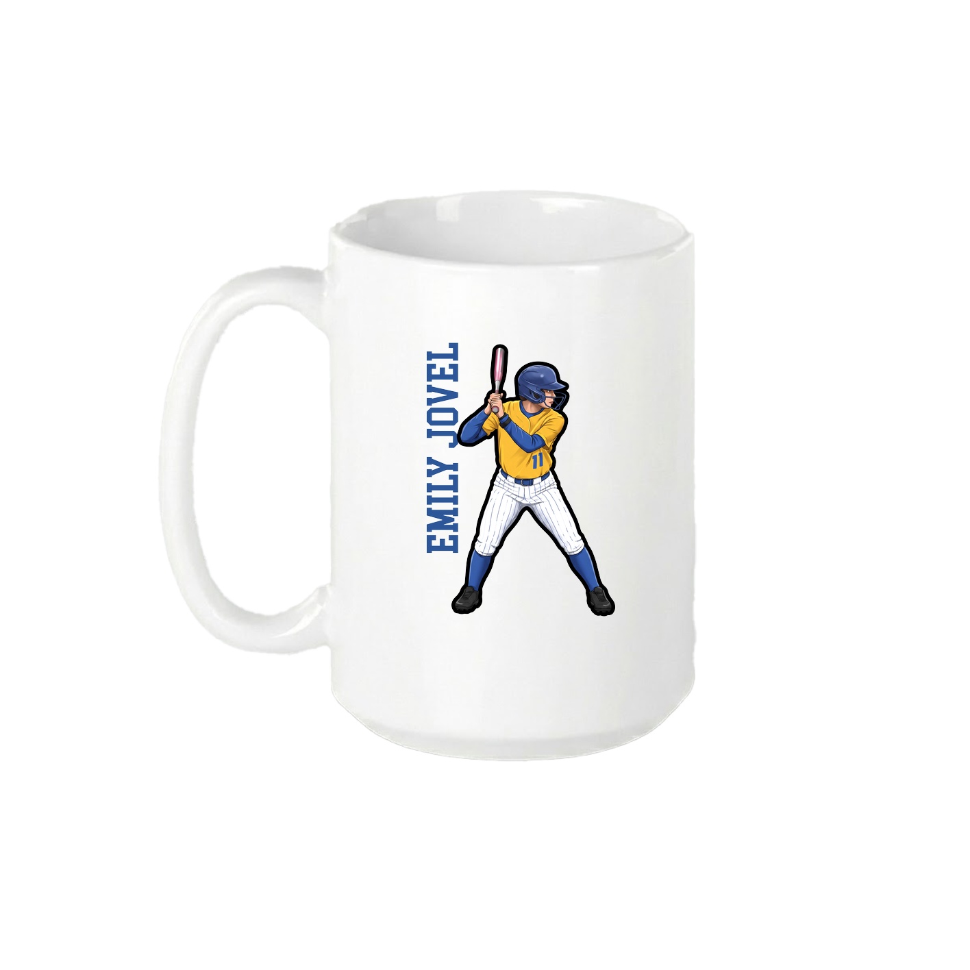 15oz Coffee Mug — Name Vertical in White