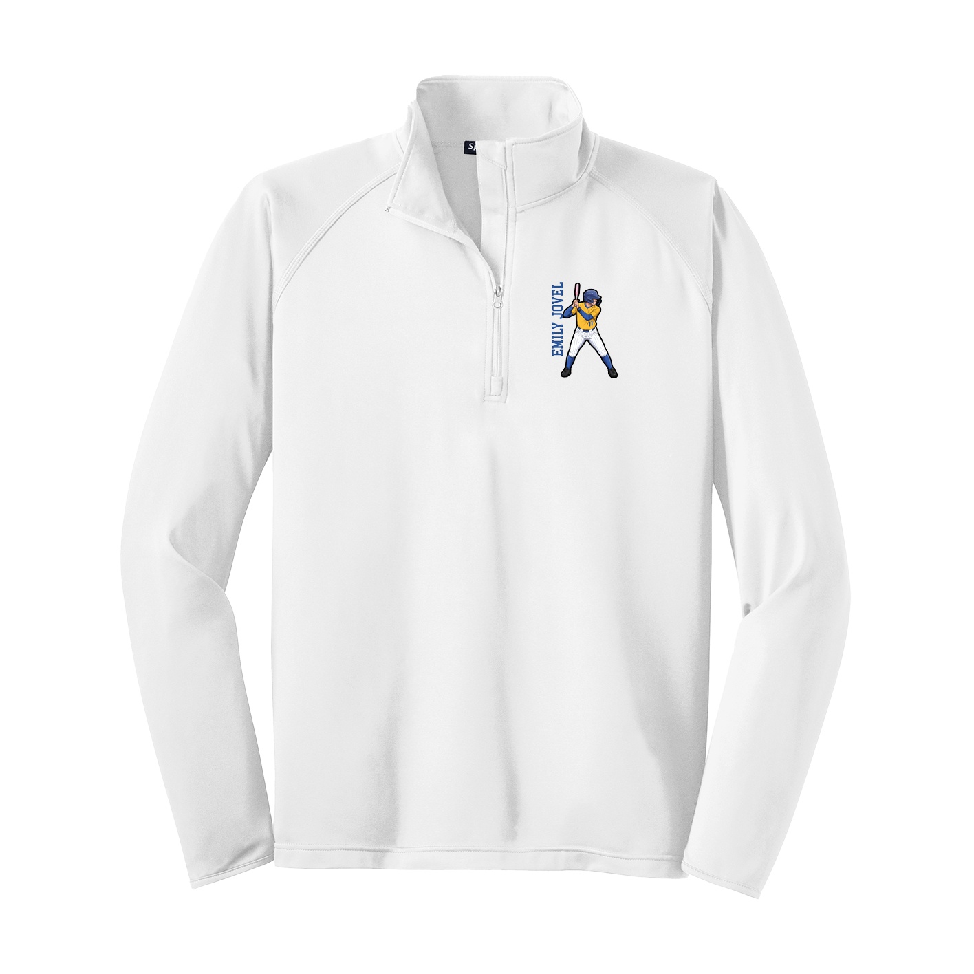 Q-Zip Pullover — Name Vertical in White