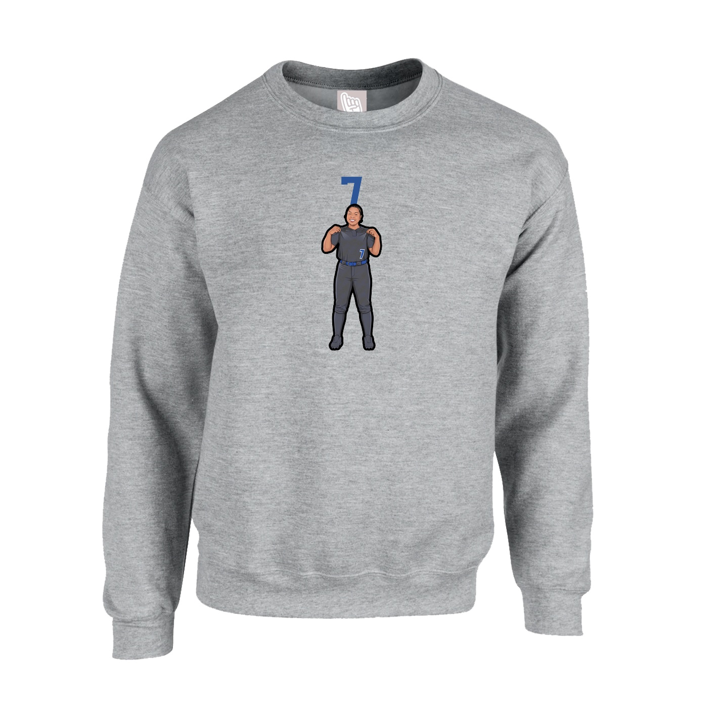 Fleece Crew — Number Top in Grey