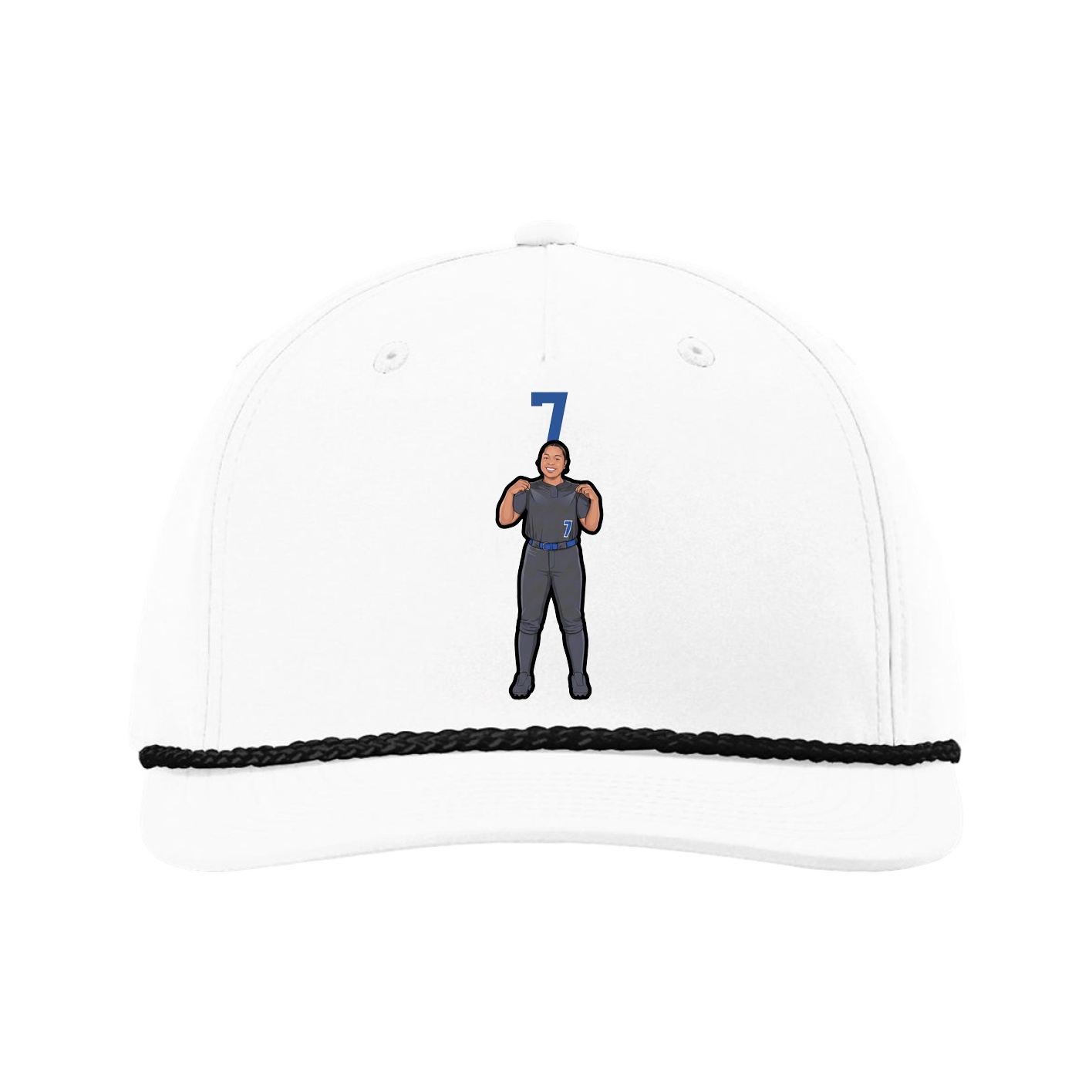 Five-Panel Classic Rope Cap — Number Top in White