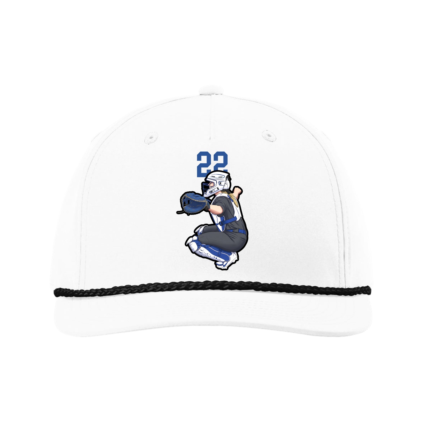 Five-Panel Classic Rope Cap — Number Top in White