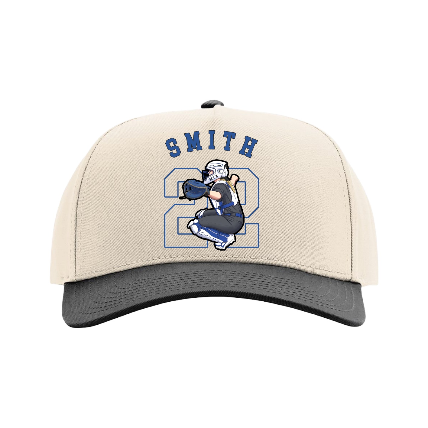 Full Fabric Five-Panel Champ Cap — Shirsey Arch in Cream/Black