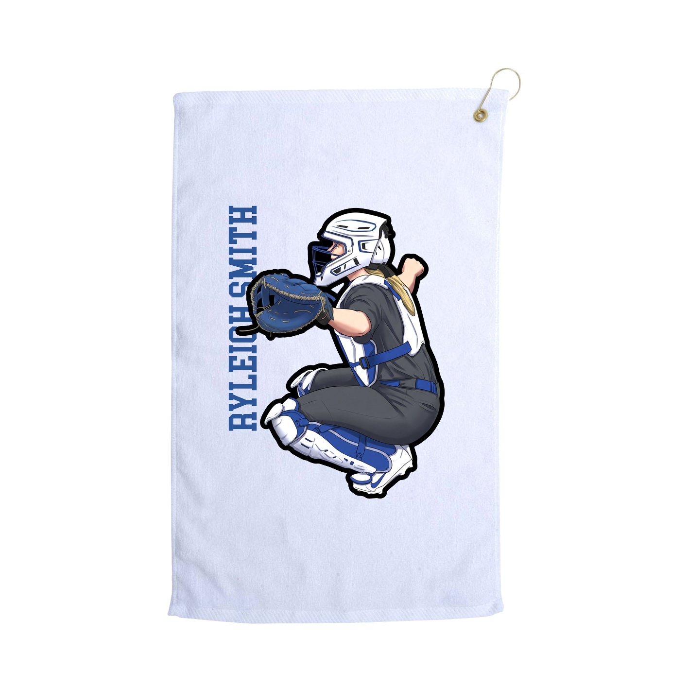 Golf Towel — Name Vertical in White
