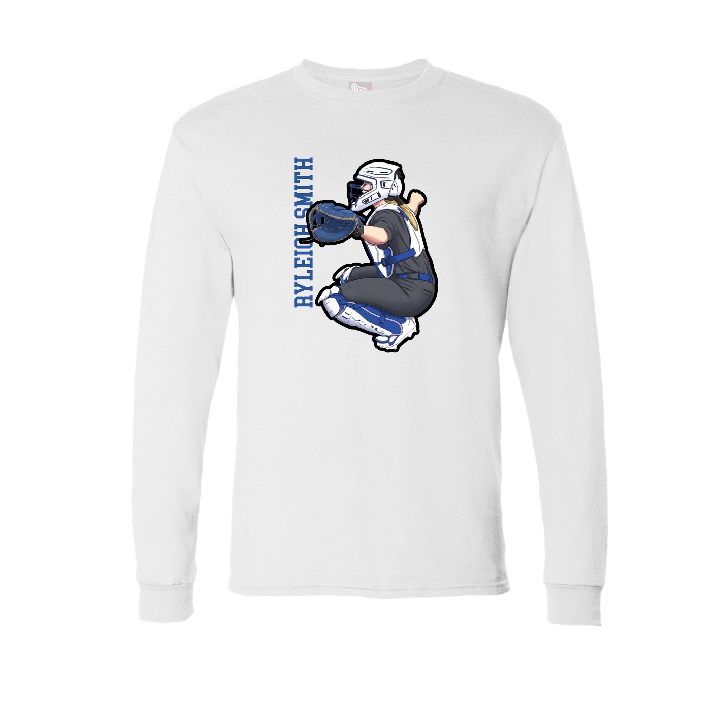 Long Sleeve Tee — Name Vertical in White