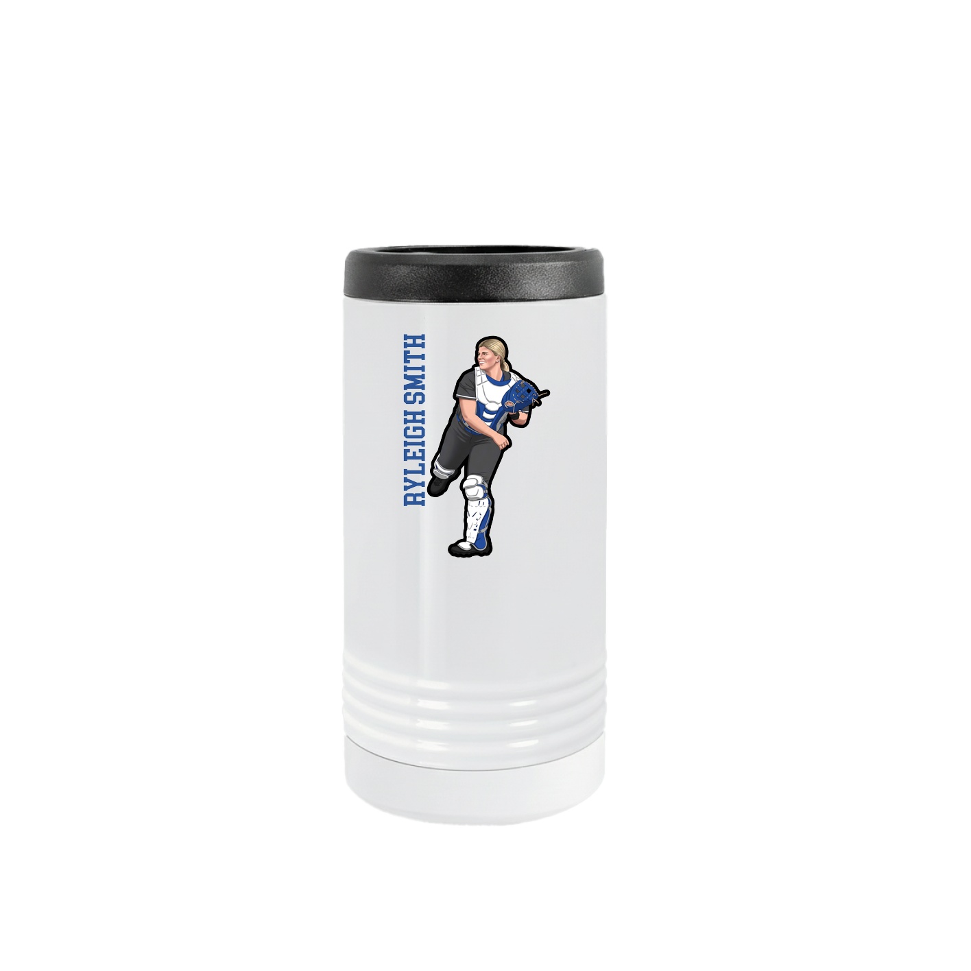 Slim Beverage Holder — Name Vertical in White