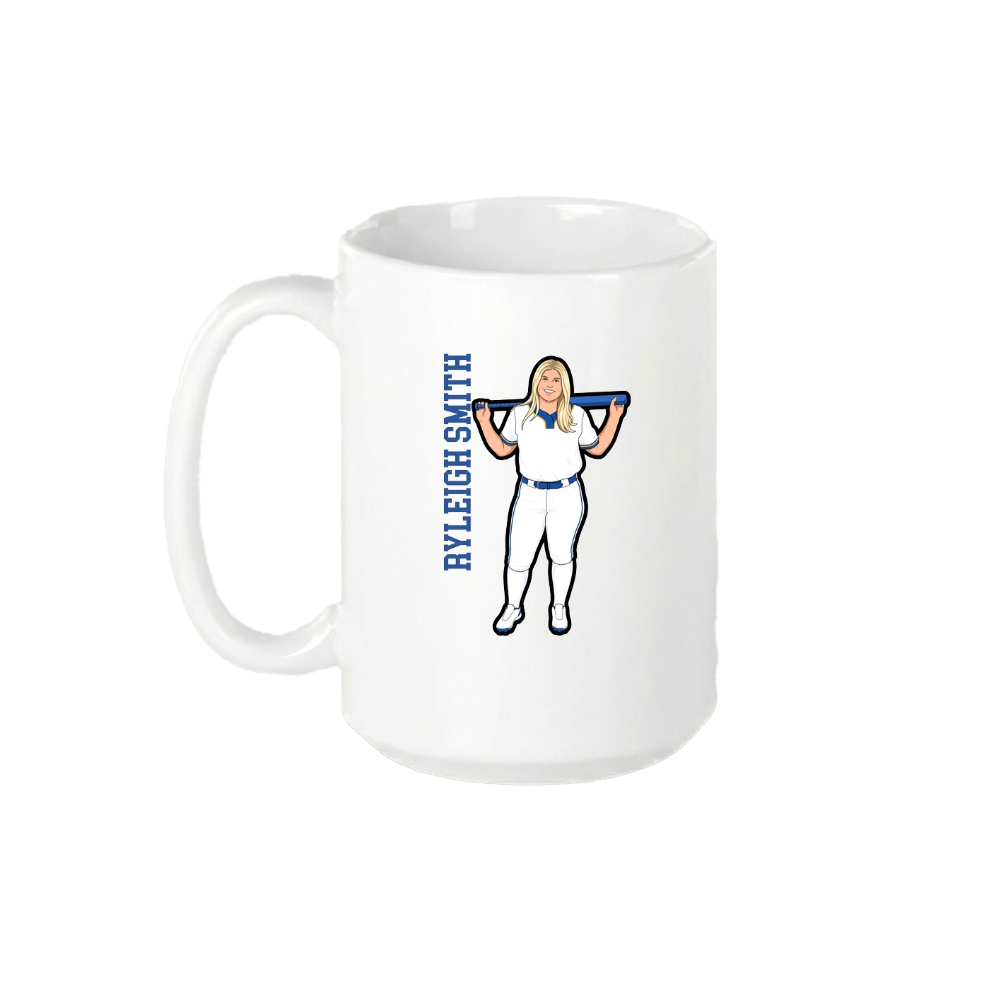 15oz Coffee Mug — Name Vertical in White