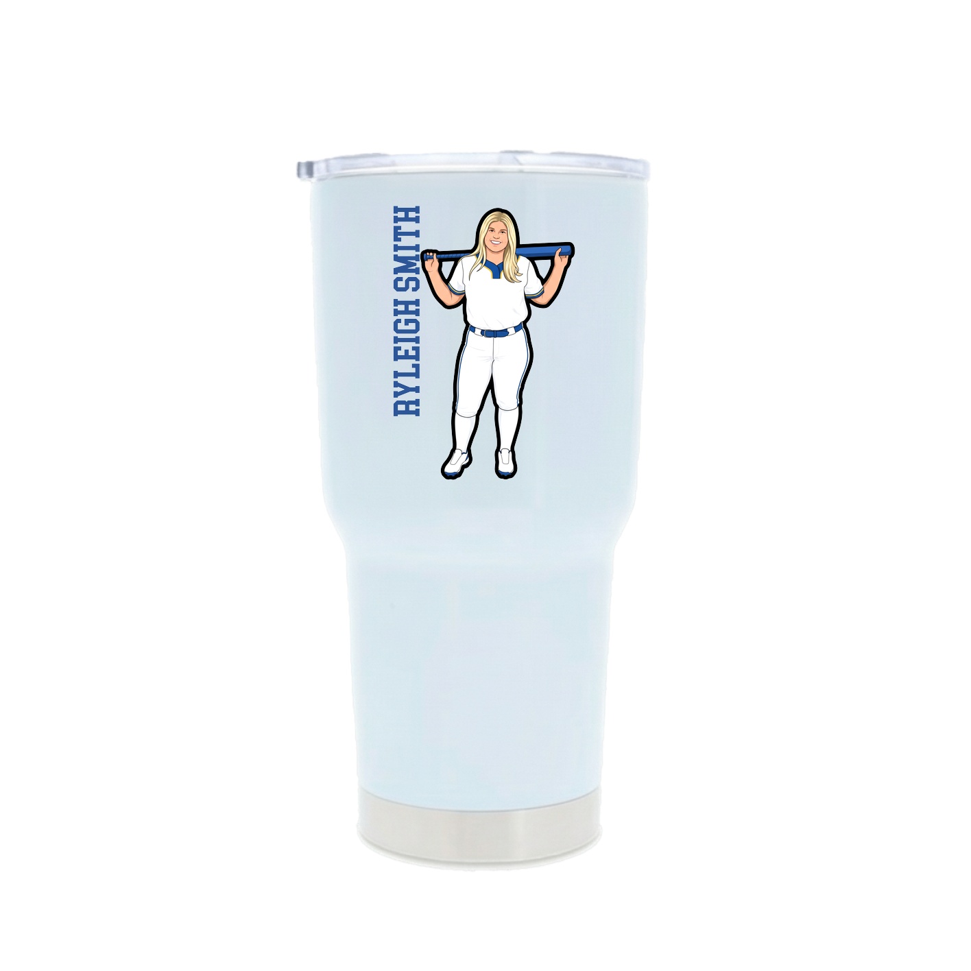 30oz Stainless Steel Tumbler — Name Vertical in White