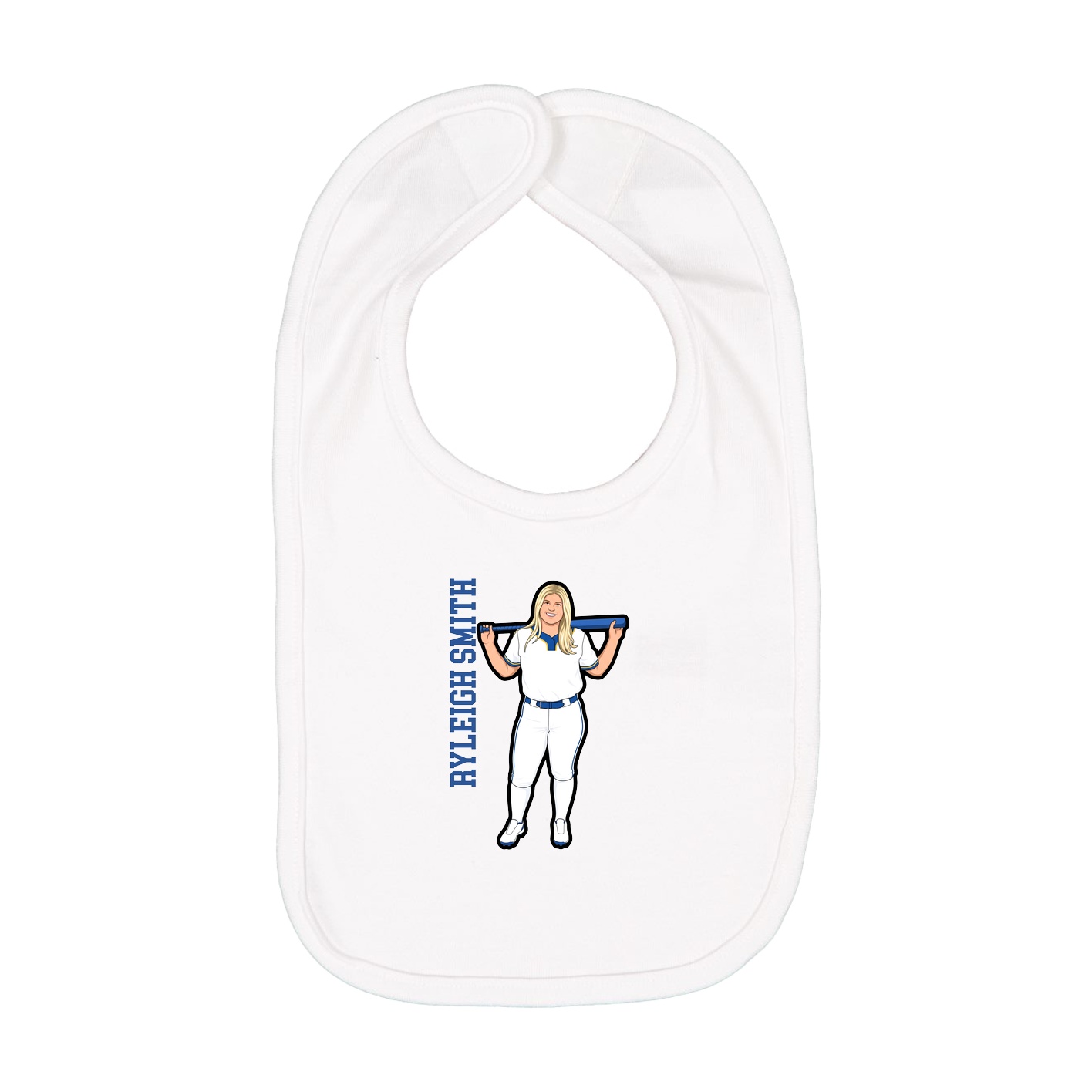 Infant Bib — Name Vertical in White