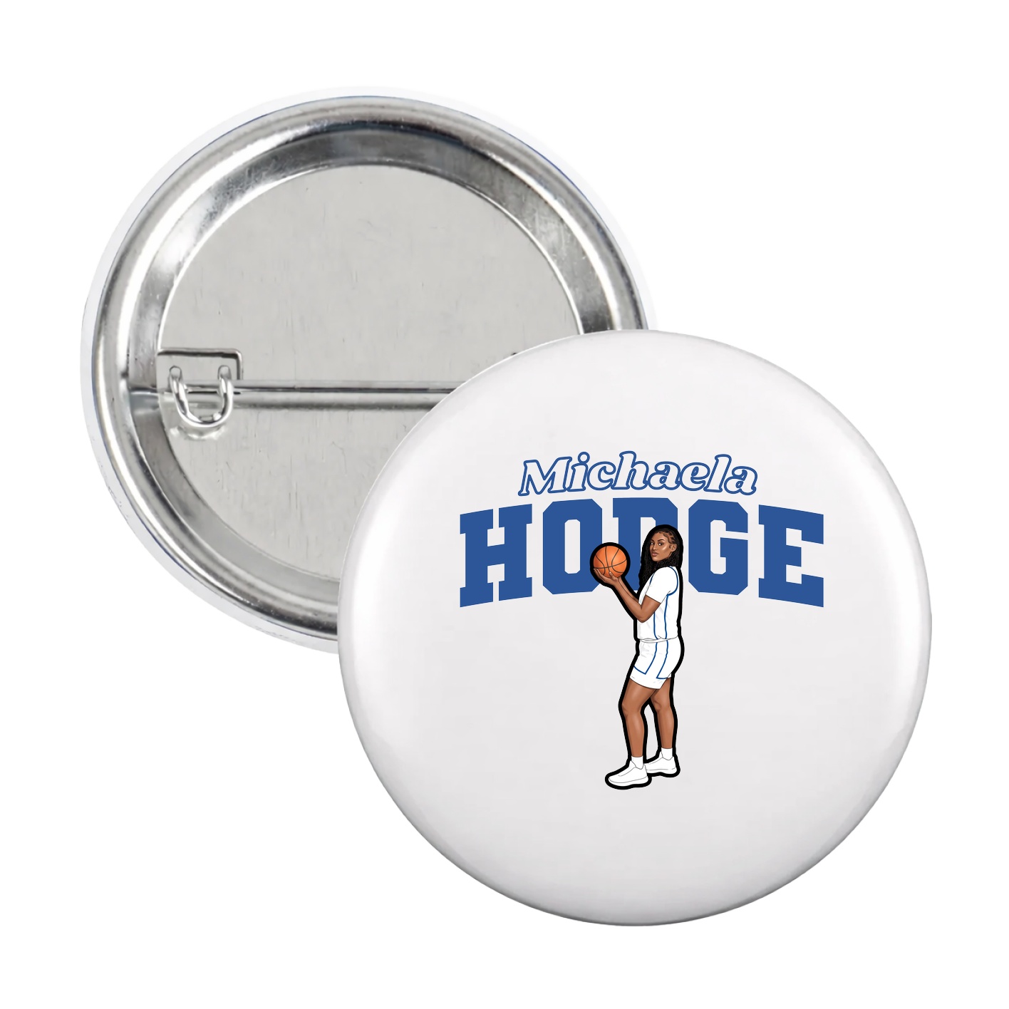 Game Day Button — Name Arch in White