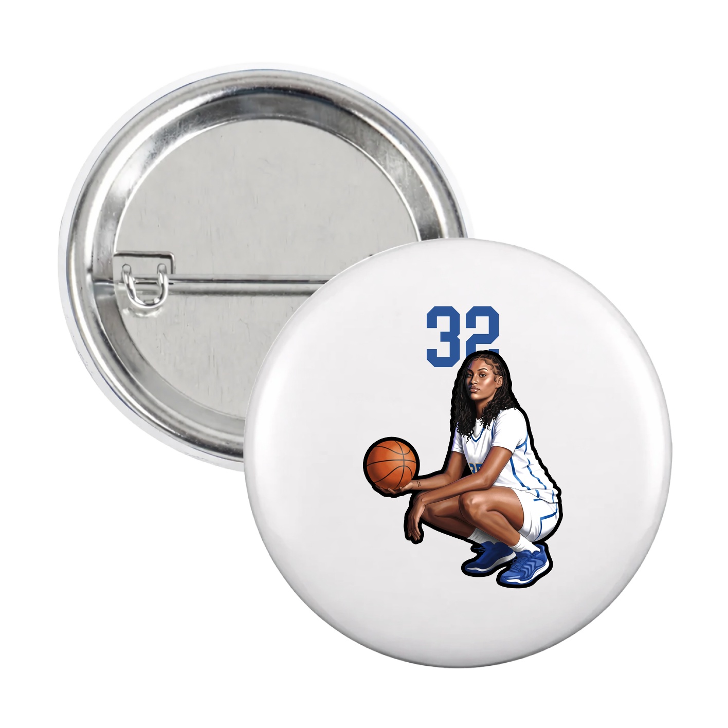 Game Day Button — Number Top in White