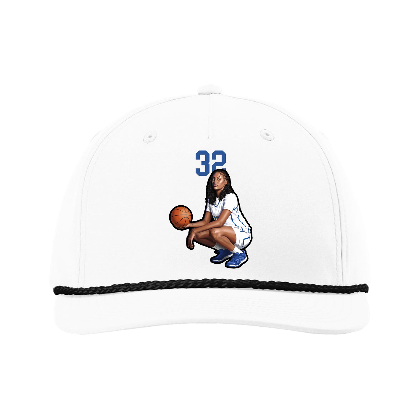 Five-Panel Classic Rope Cap — Number Top in White