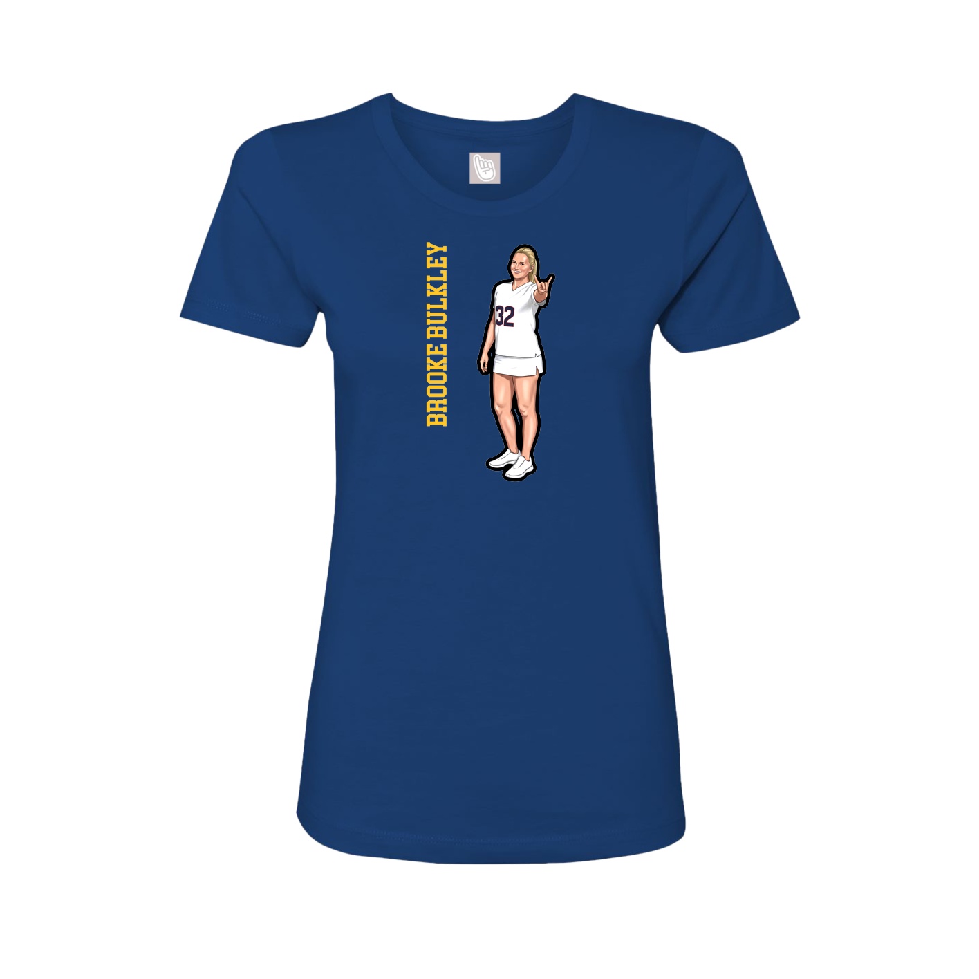 Fitted Women's Tee — Name Vertical in Royal