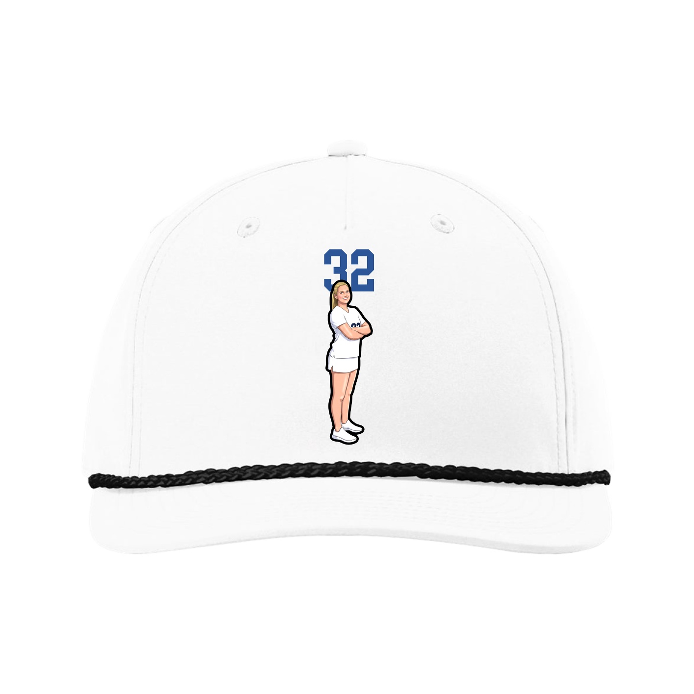 Five-Panel Classic Rope Cap — Number Top in White