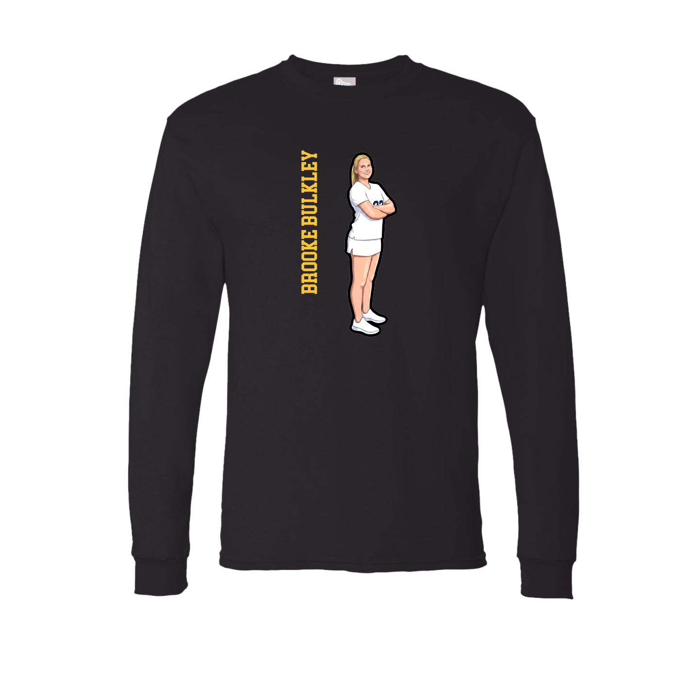 Long Sleeve Tee — Name Vertical in Black