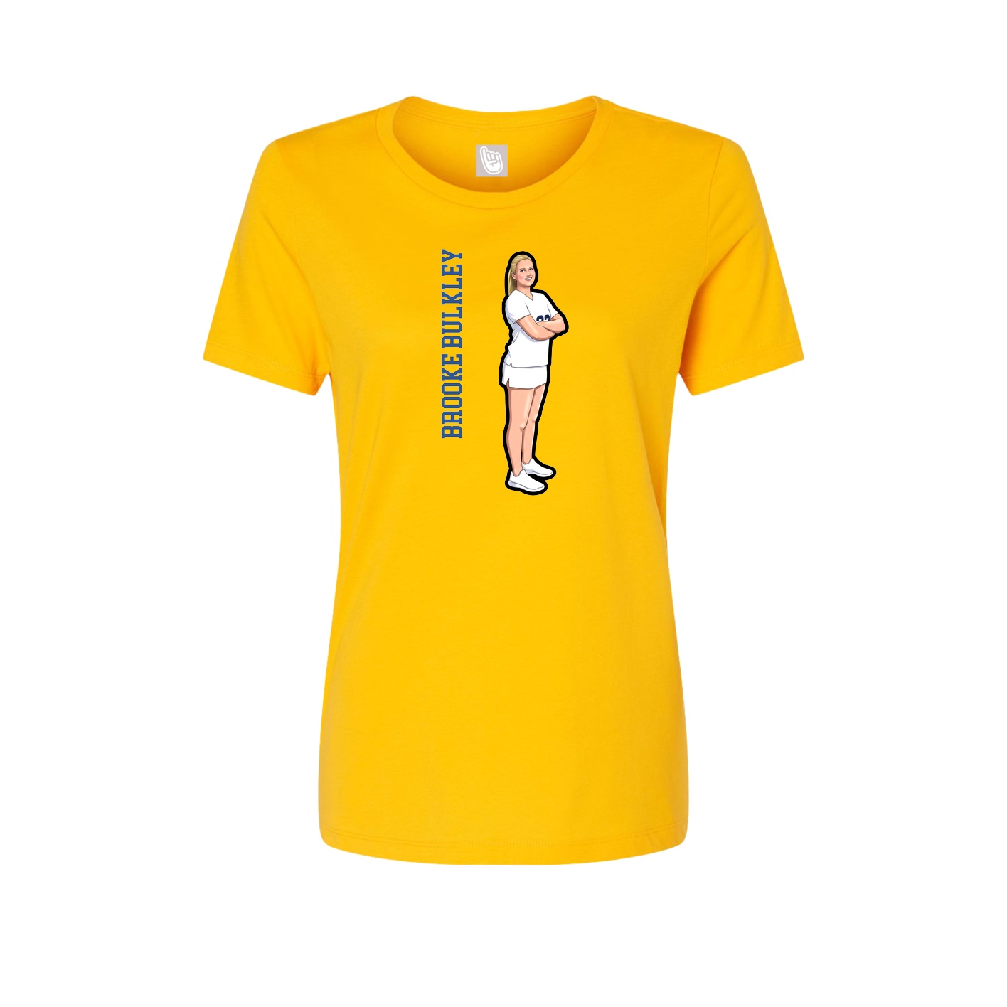 Fitted Women's Tee — Name Vertical in Gold