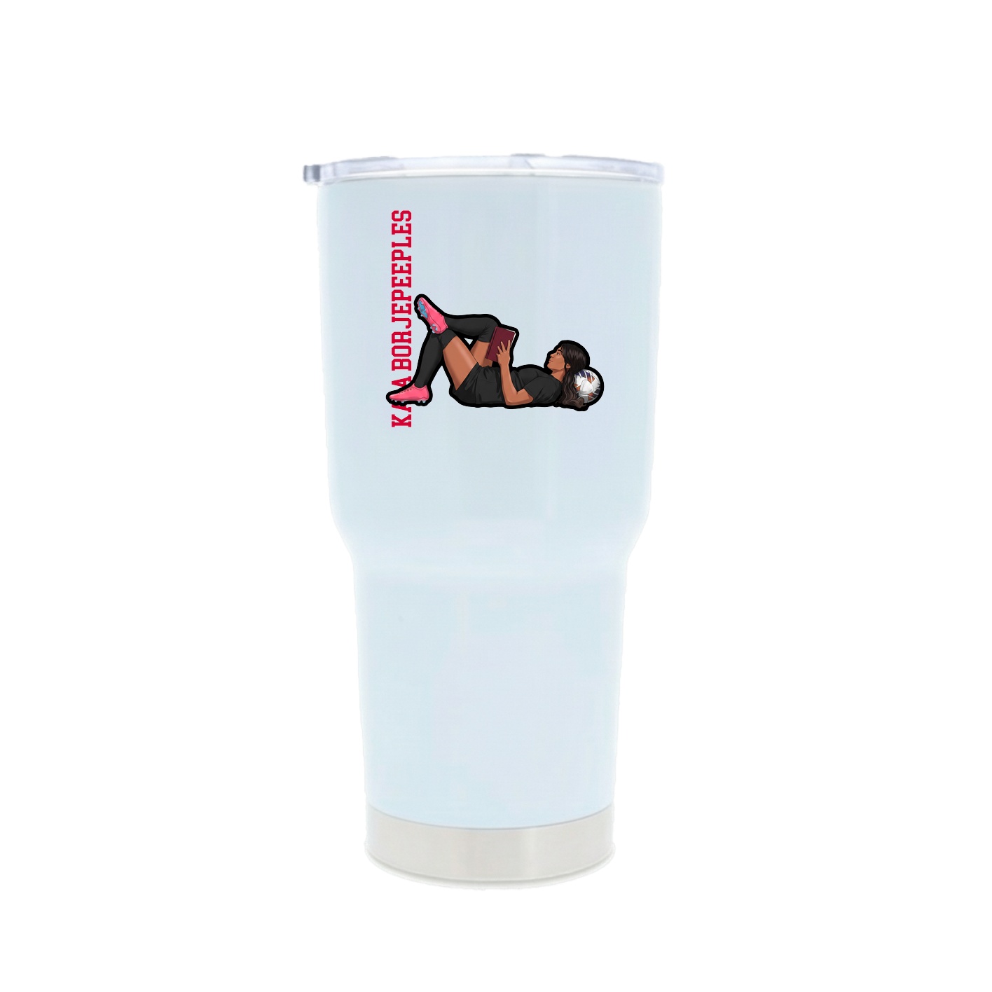 30oz Stainless Steel Tumbler — Name Vertical in White