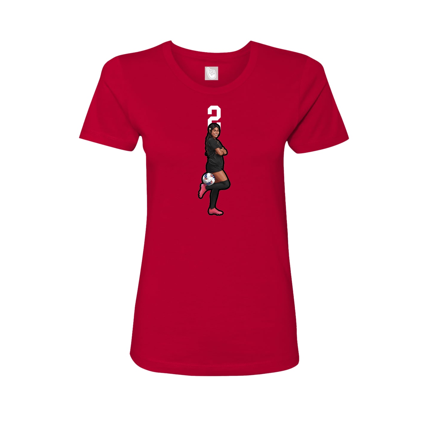 Fitted Women's Tee — Number Top in Red
