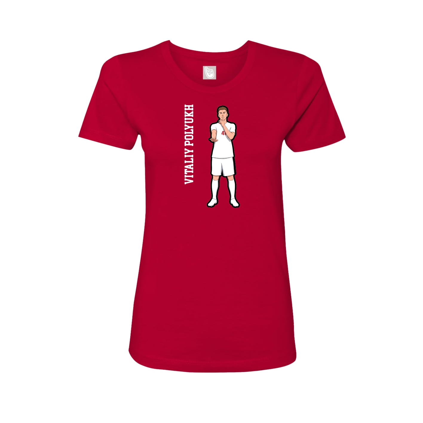 Fitted Women's Tee — Name Vertical in Red