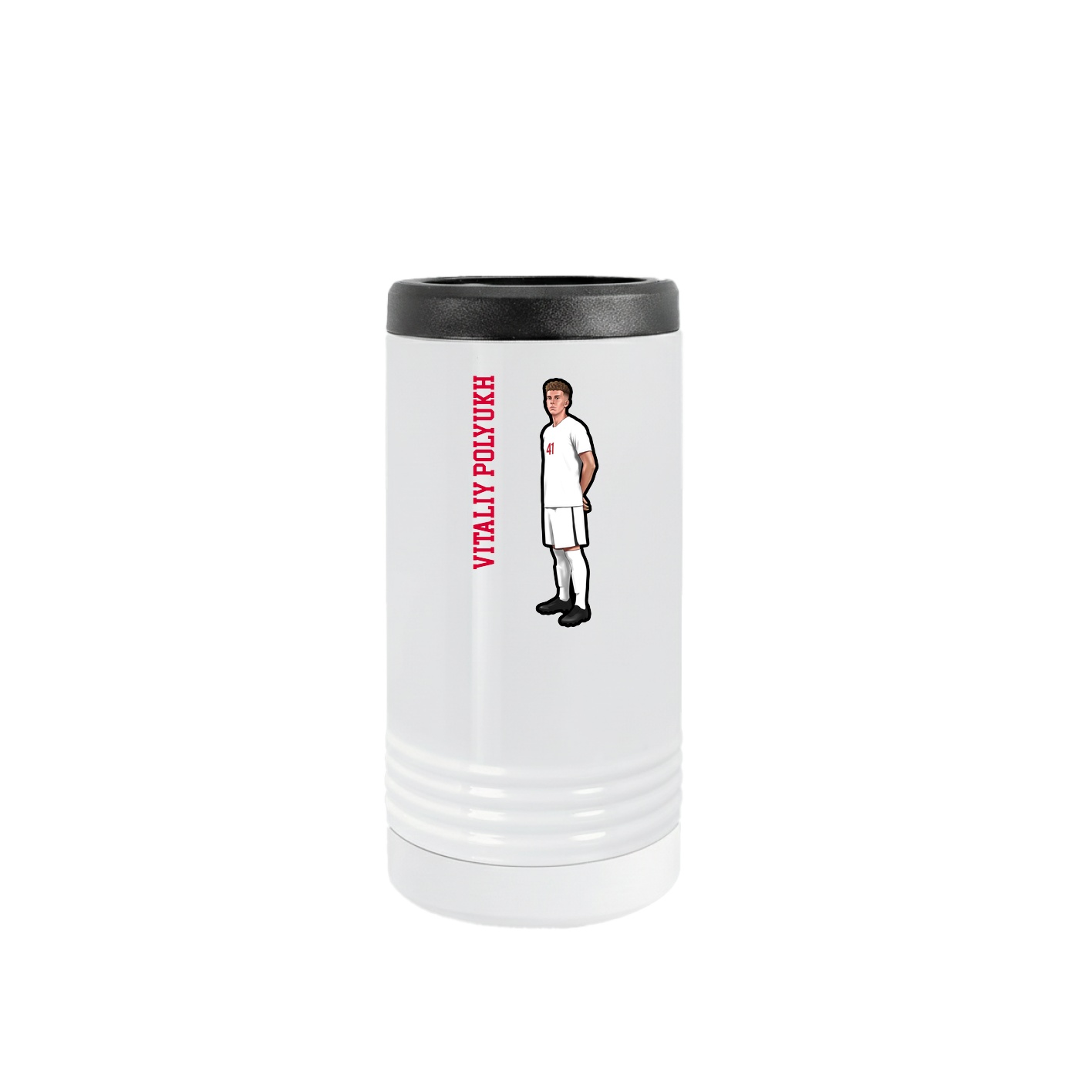 Slim Beverage Holder — Name Vertical in White