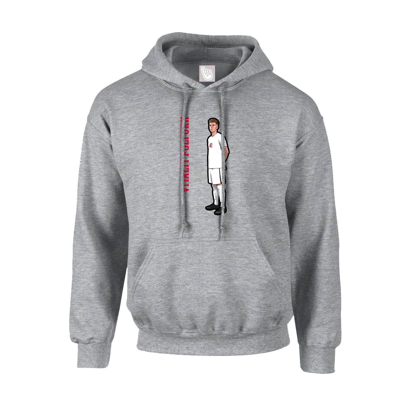 Hoodie — Name Vertical in Grey