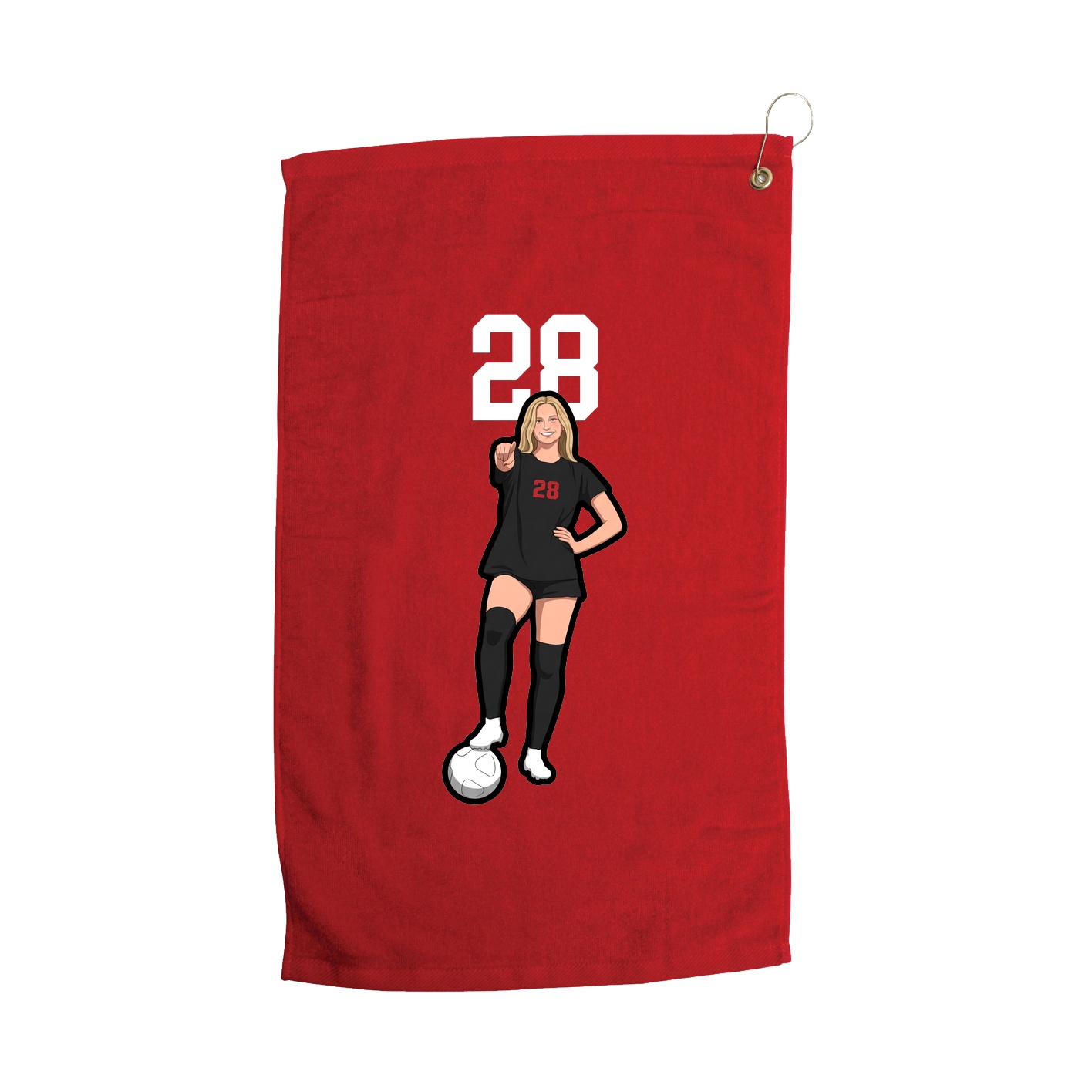 Golf Towel — Number Top in Red