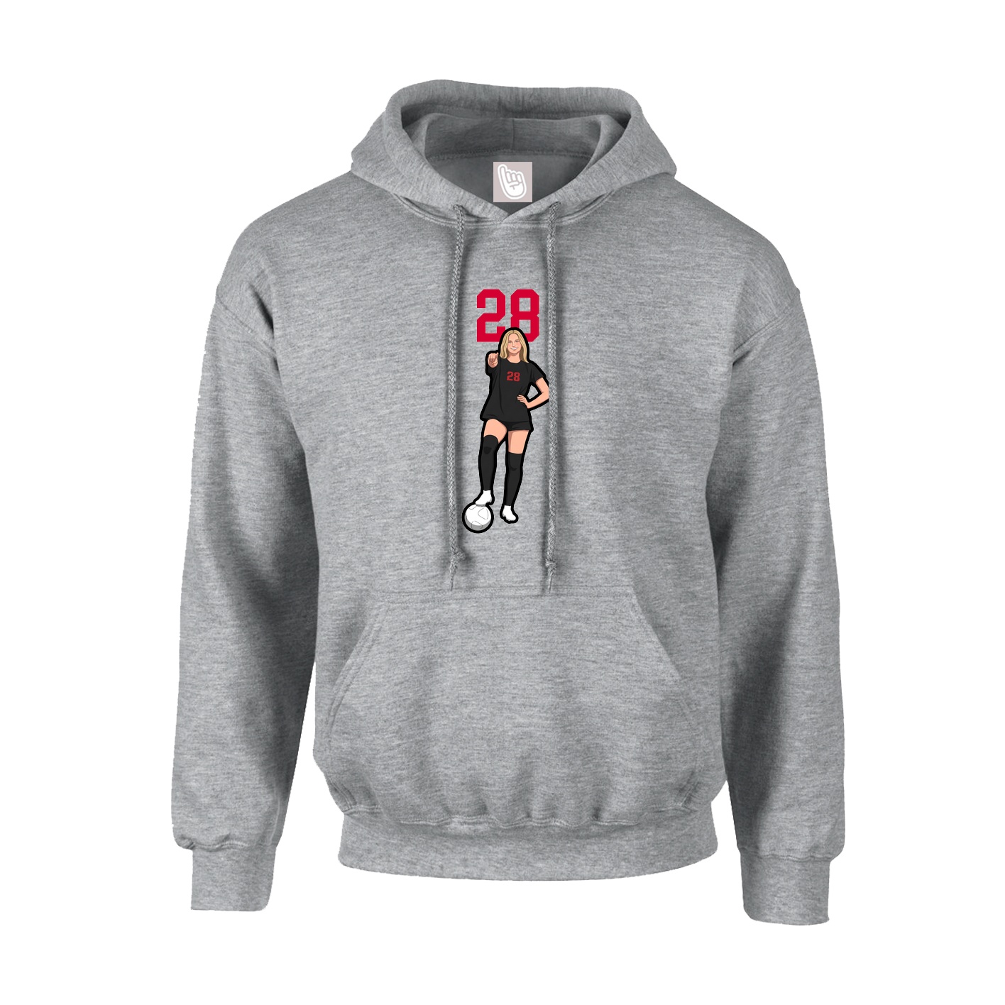 Youth Hoodie — Number Top in Grey