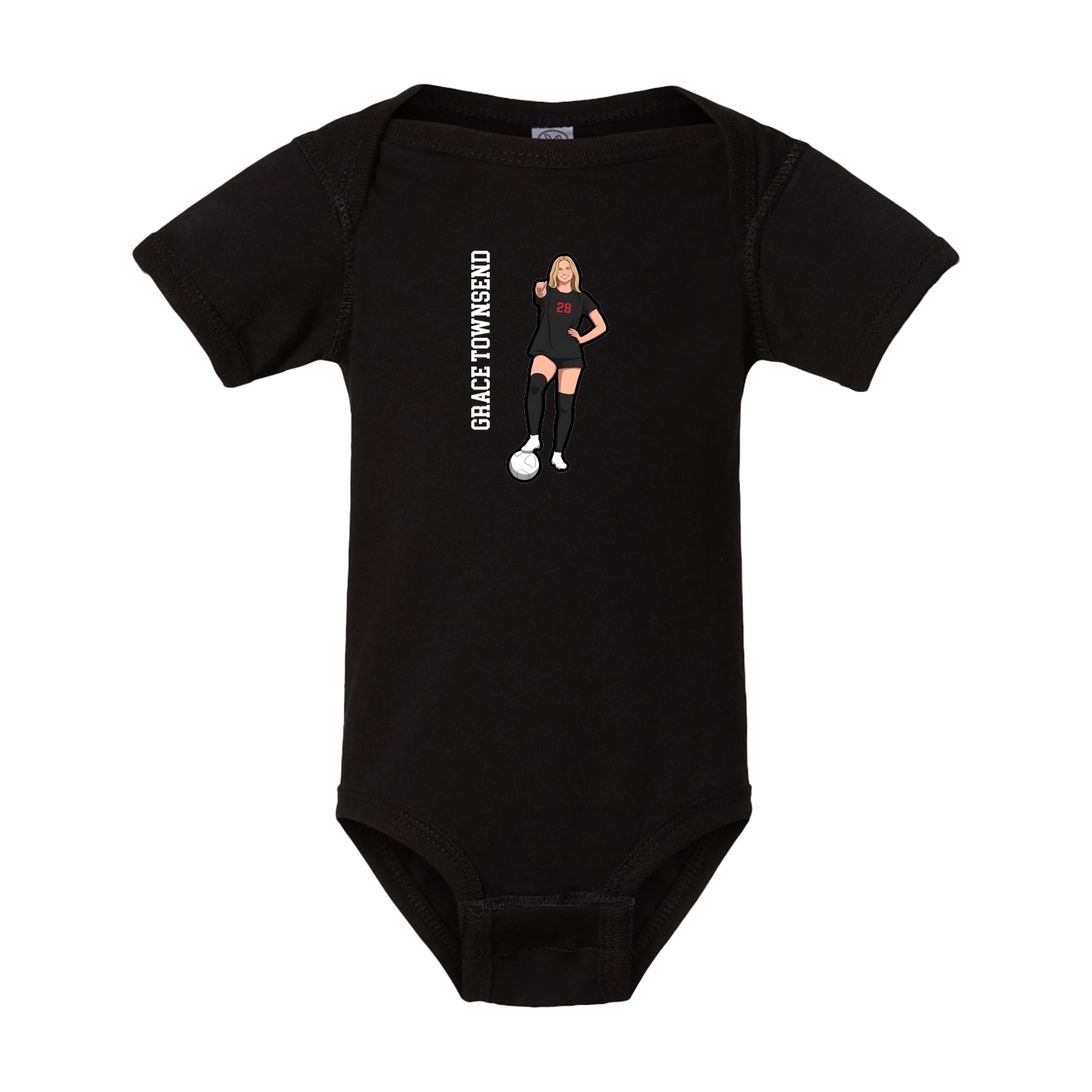 Baby Onesie — Name Vertical in Black