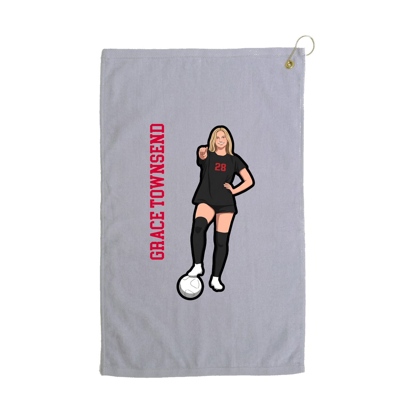 Golf Towel — Name Vertical in Grey