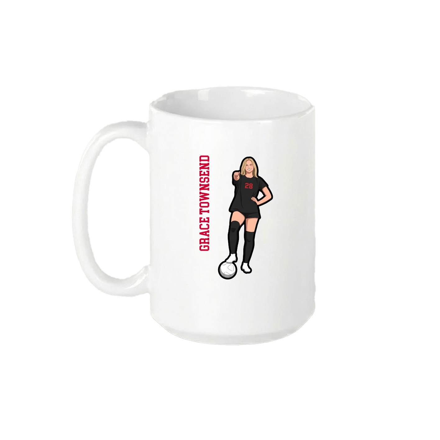15oz Coffee Mug — Name Vertical in White